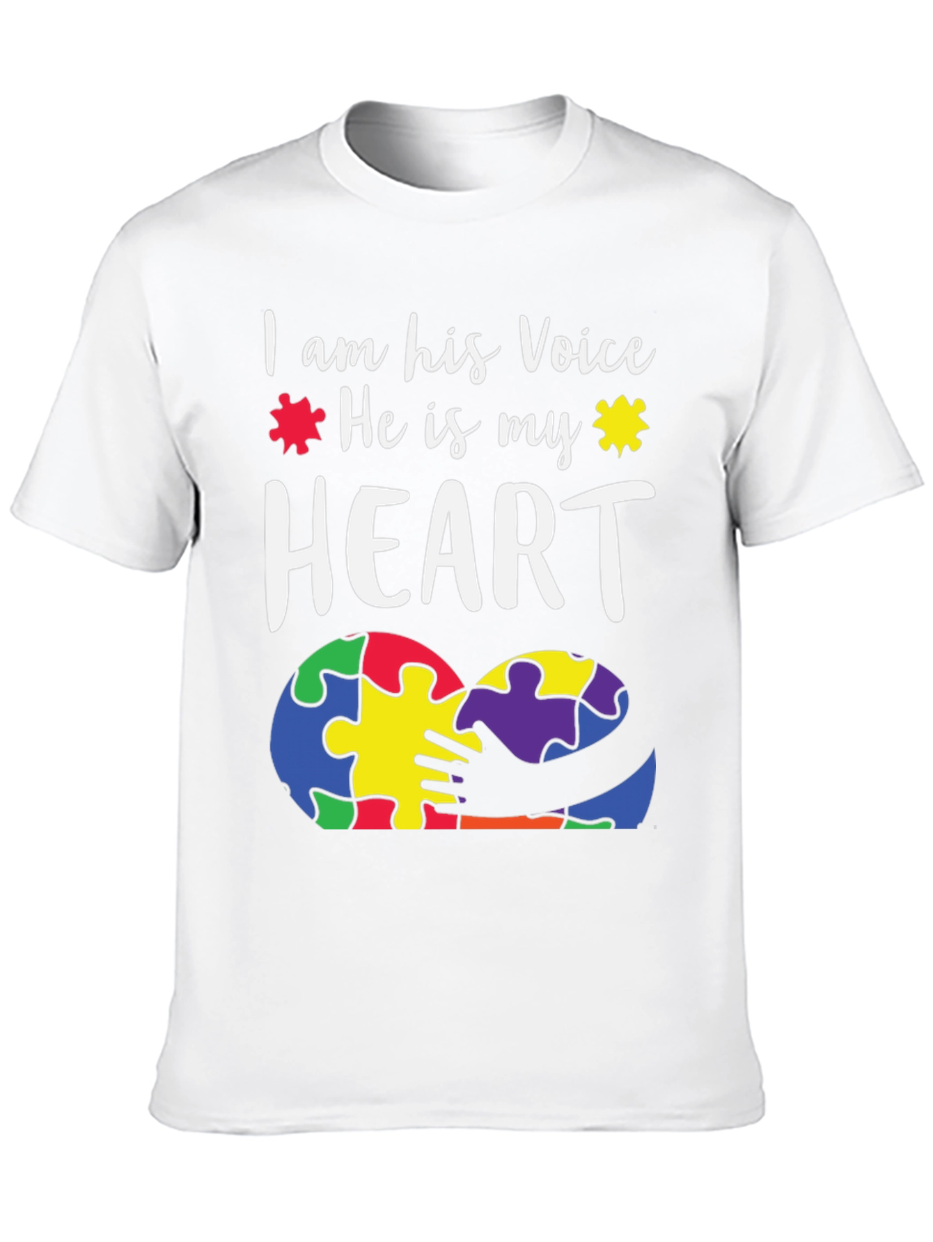 Autism Awareness T-Shirt - Voice and Heart Puzzle Design