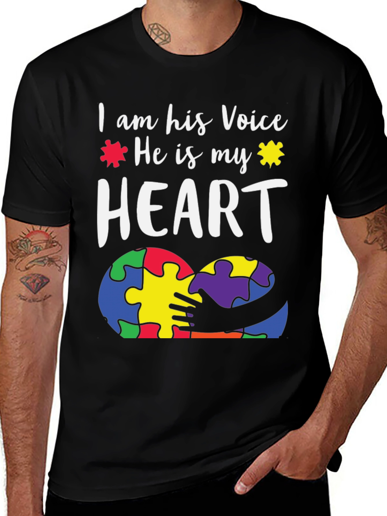 Autism Awareness T-Shirt - Voice and Heart Puzzle Design