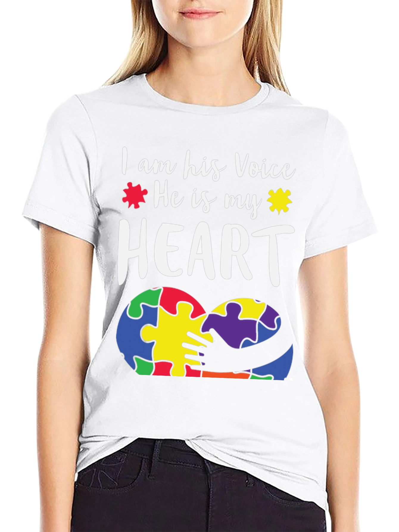Autism Awareness T-Shirt - Voice and Heart Puzzle Design