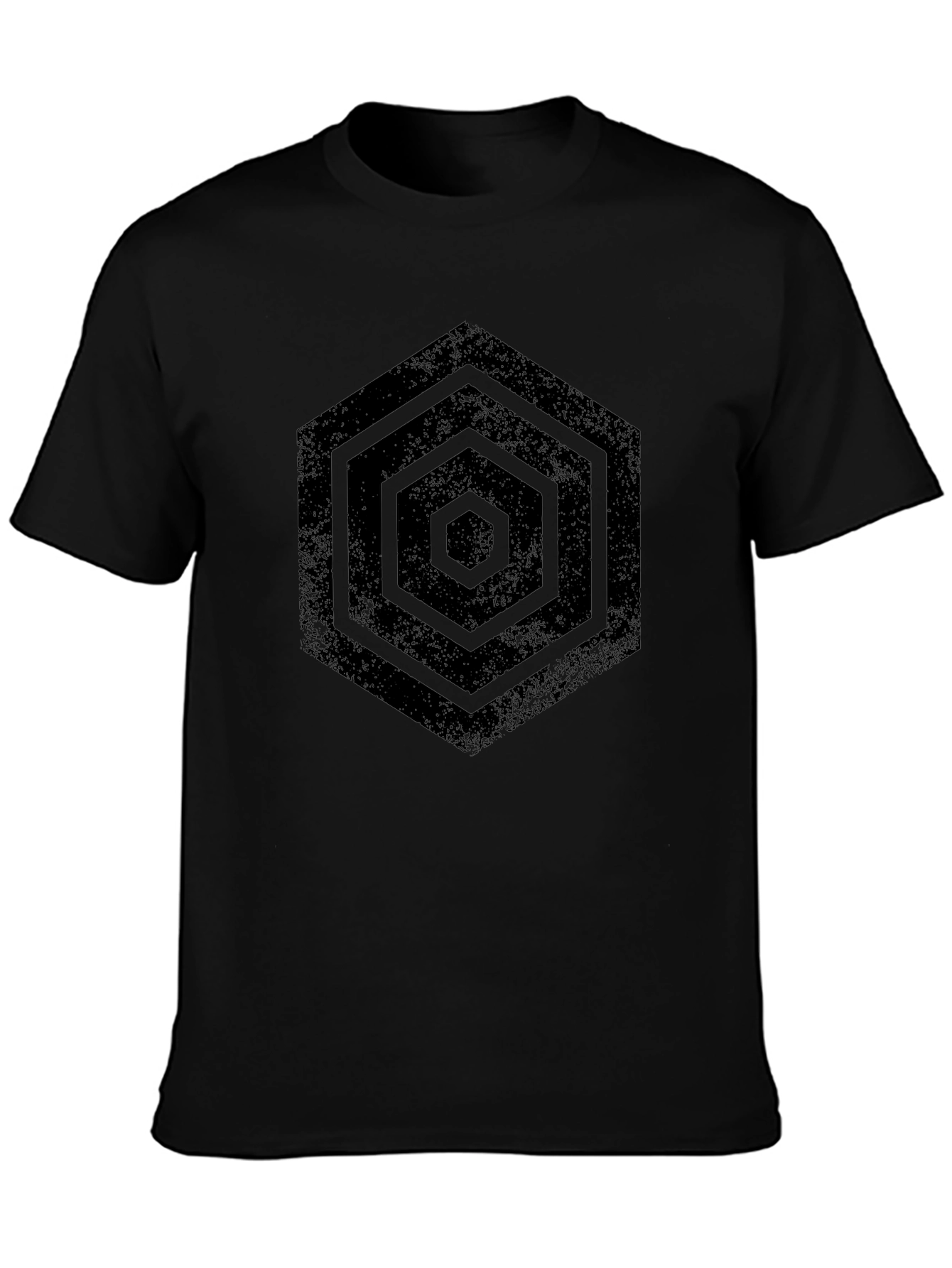 Geometric Hexagon Graphic Black T-Shirt
