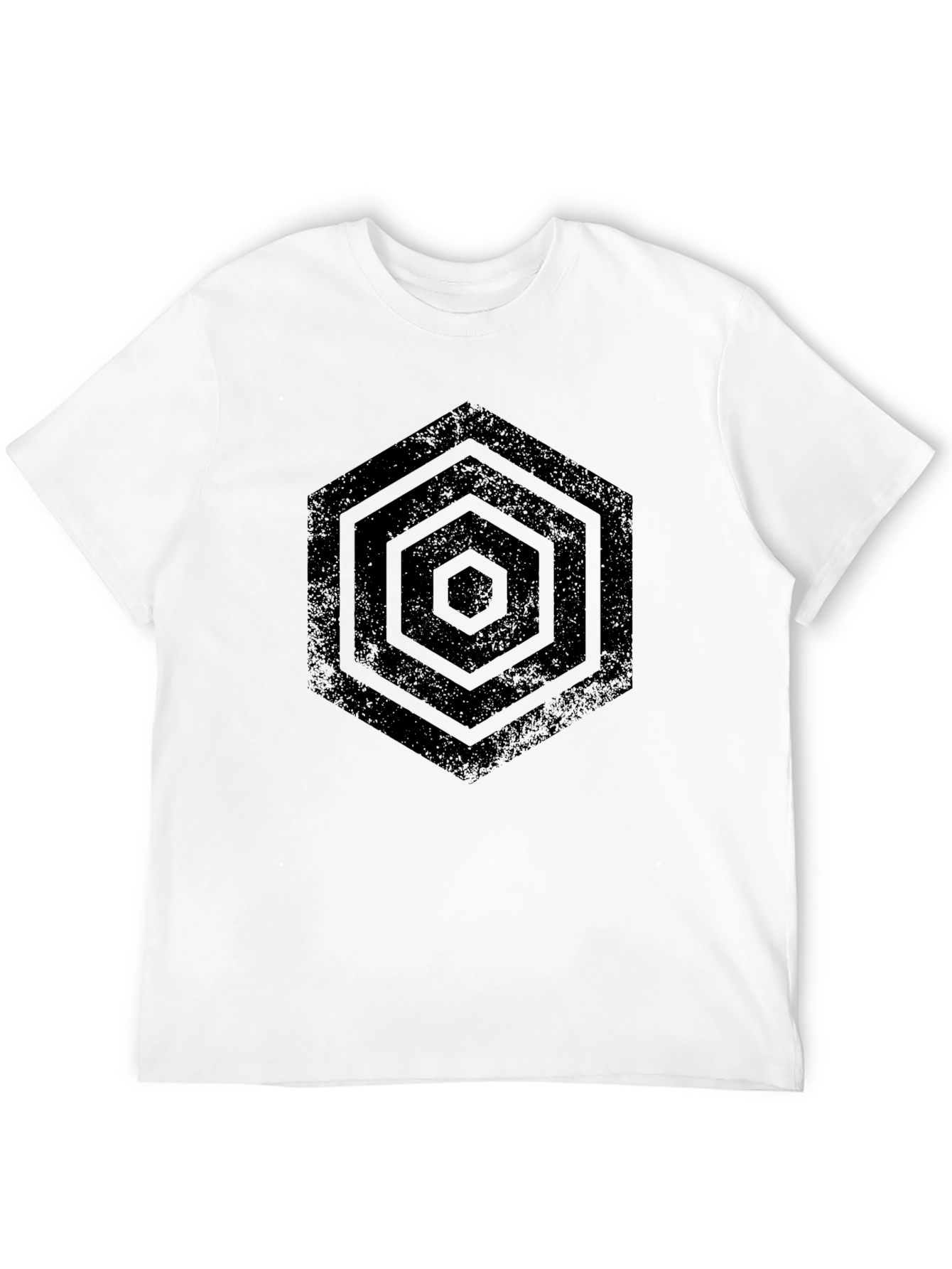 Geometric Hexagon Graphic Black T-Shirt