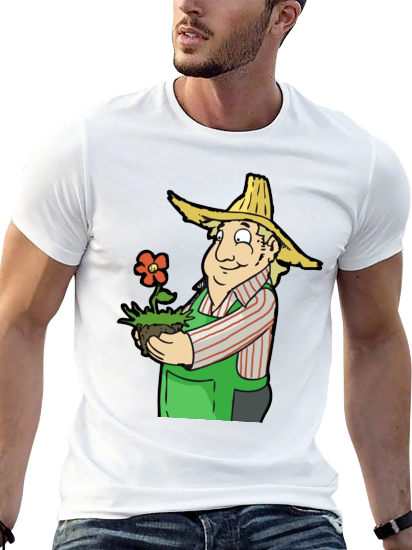 Gardener Cartoon T-Shirt - Black Cotton Tee
