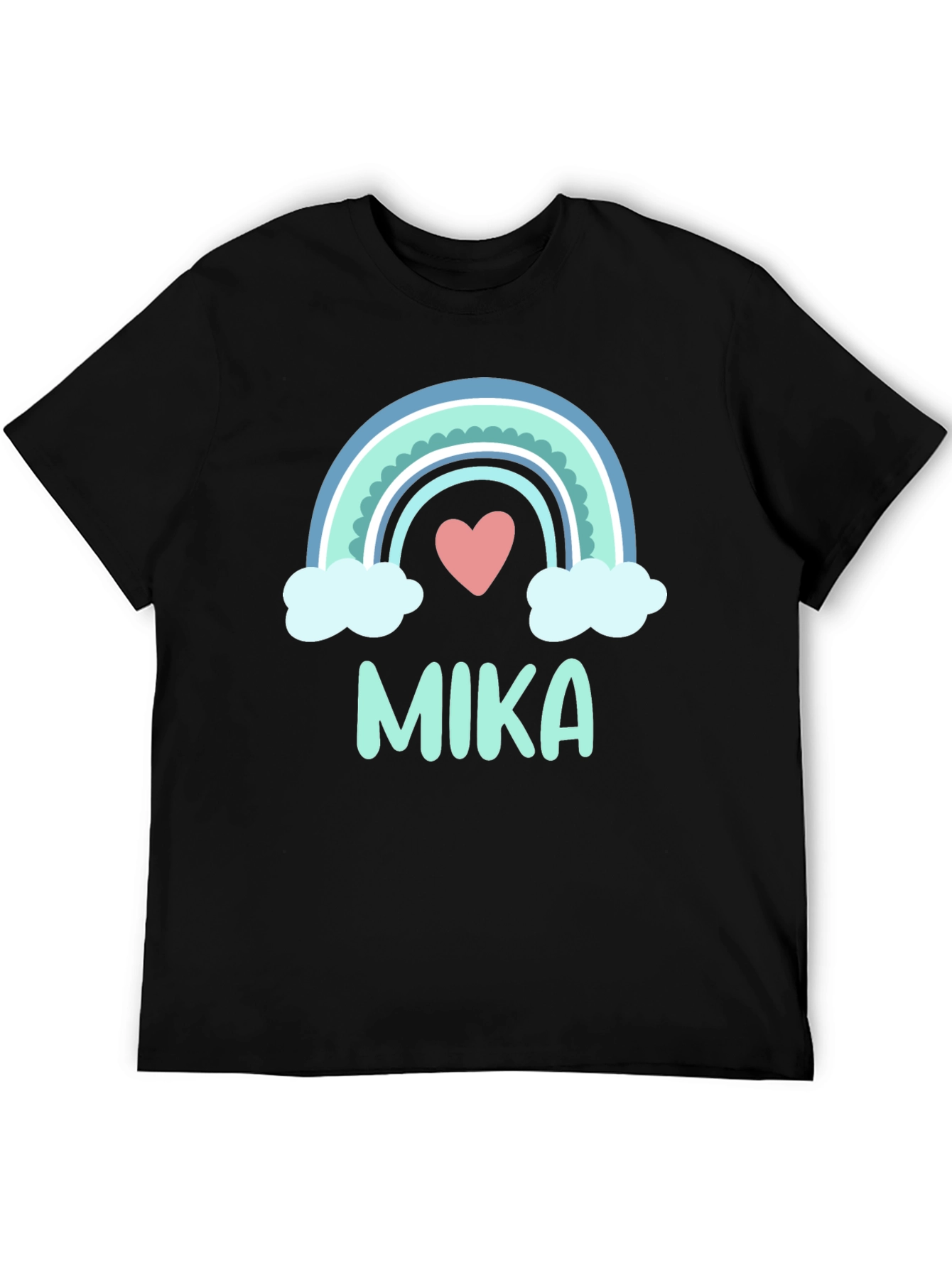 Mika Rainbow Heart Tee - Personalized Black T-Shirt