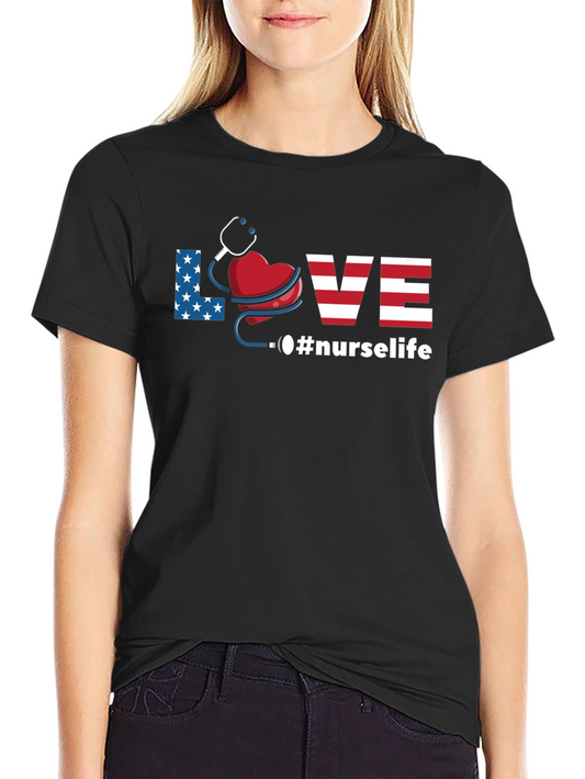 Nurse Life Patriotic Graphic T-Shirt