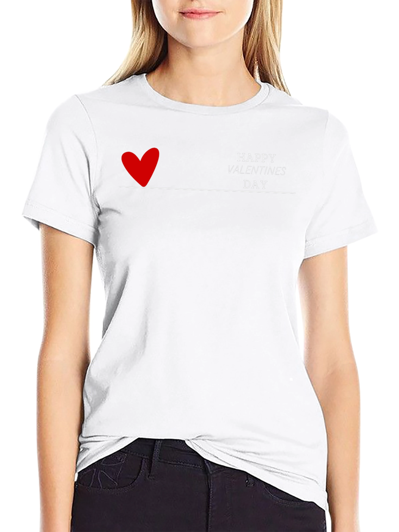 Happy Valentines Day Graphic Black T-Shirt