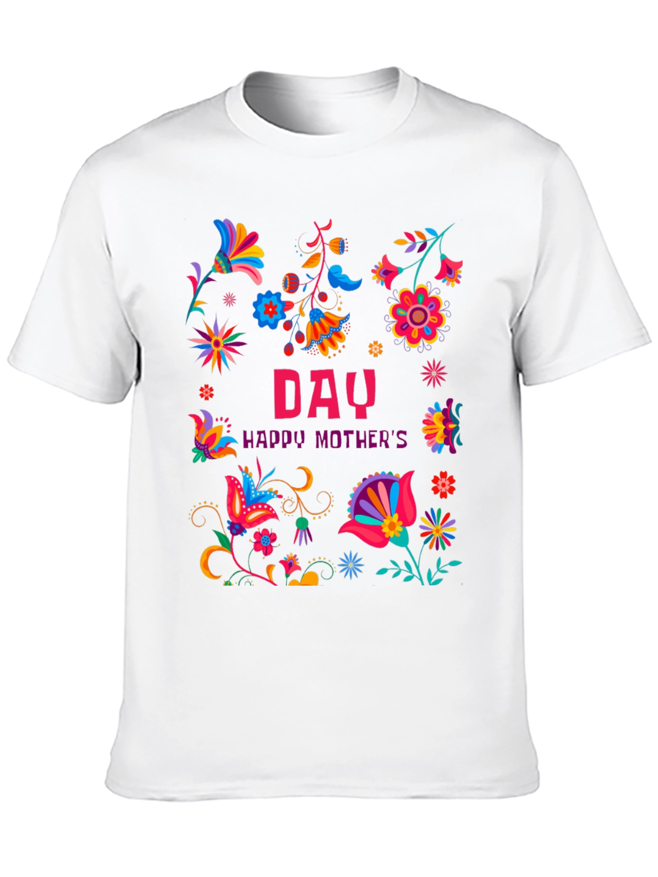 Floral Happy Mothers Day Black T-Shirt