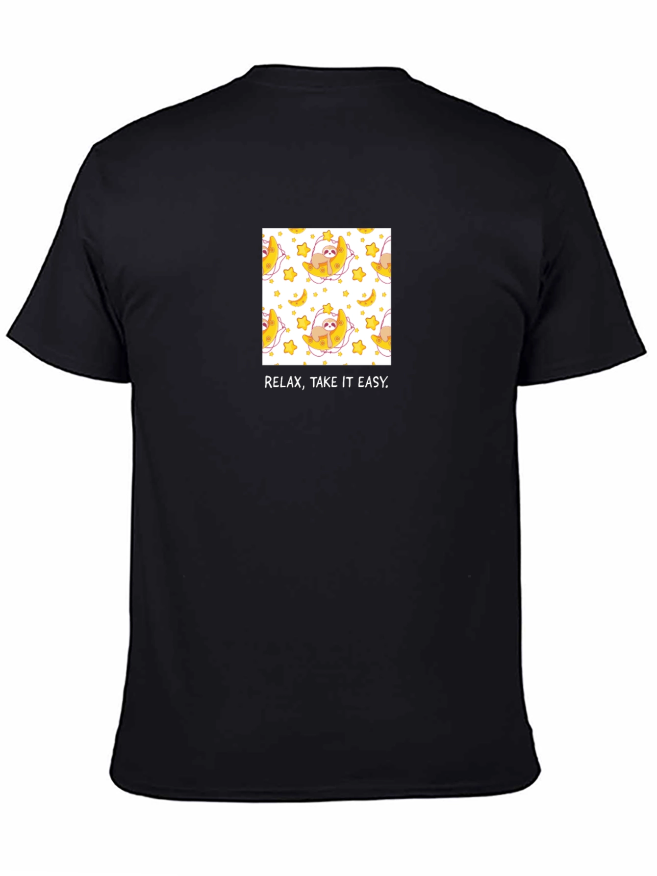 Relax Sloth Moon Black T-Shirt