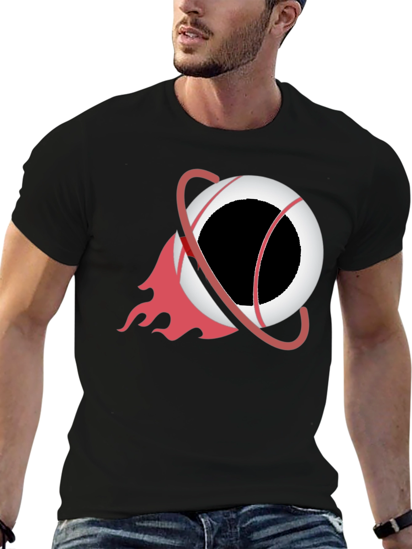 Black T-Shirt with Orbit Graphic