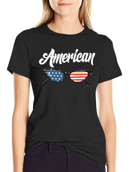 American Flag Sunglasses Graphic T-Shirt