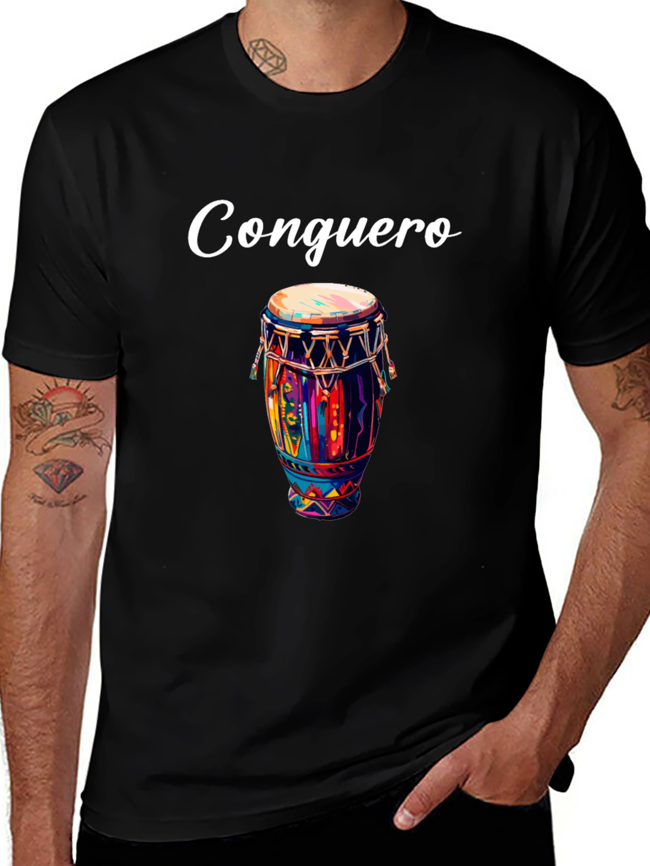Conguero Drum T-Shirt - Unique Musical Design