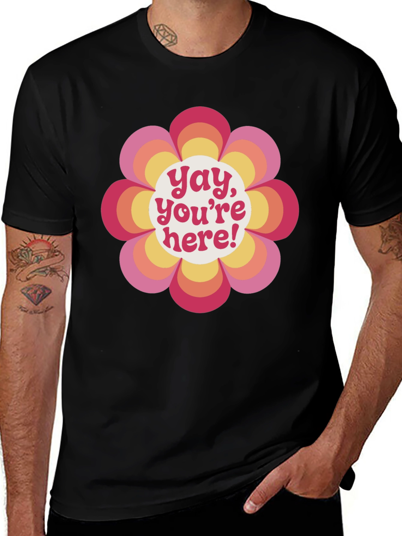 Retro Flower Power Graphic Tee - Yay Youre Here!