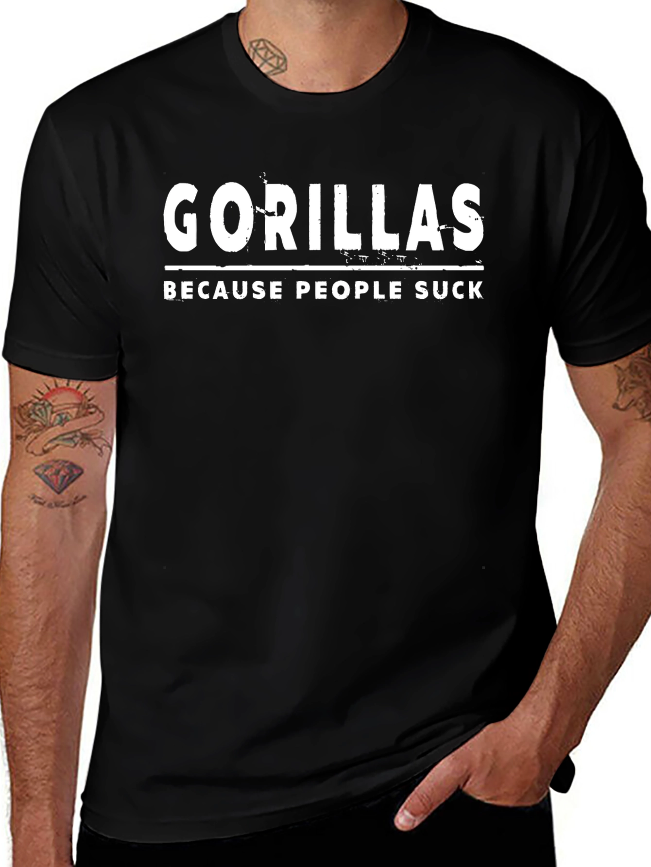 Gorillas Because People Suck Graphic T-Shirt