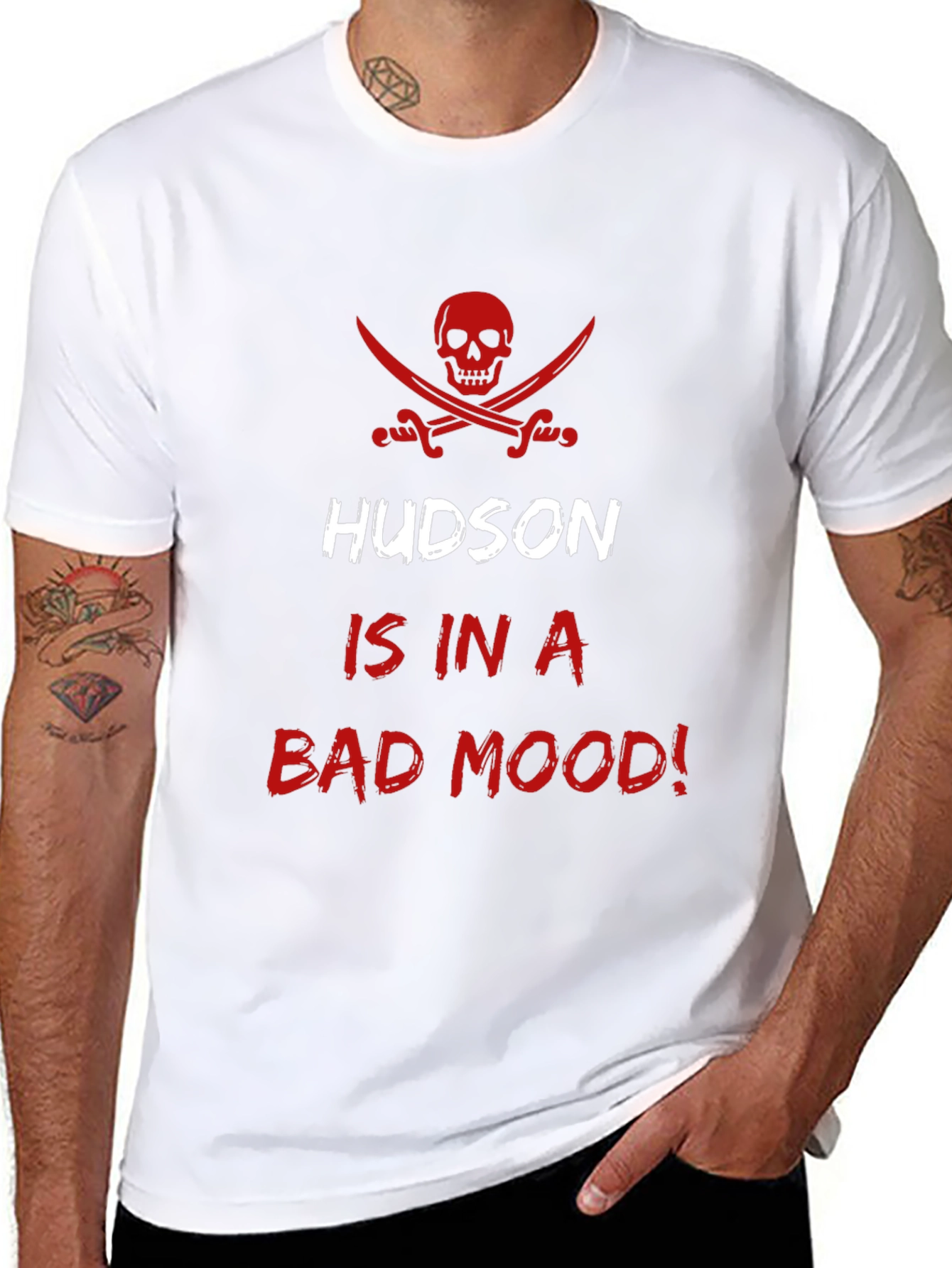 Hudson Is In A Bad Mood! Mens Black Tee