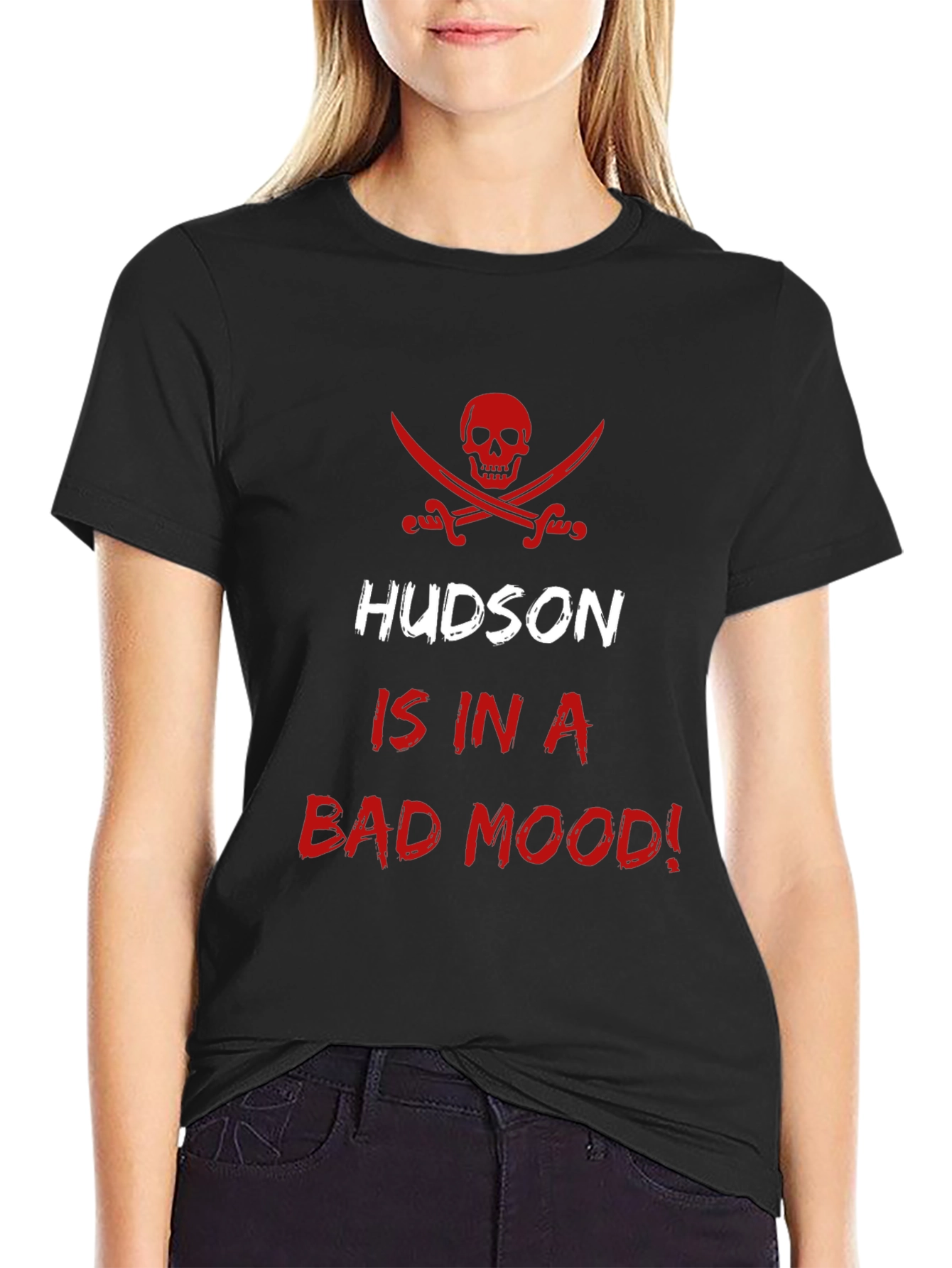Hudson Is In A Bad Mood! Mens Black Tee