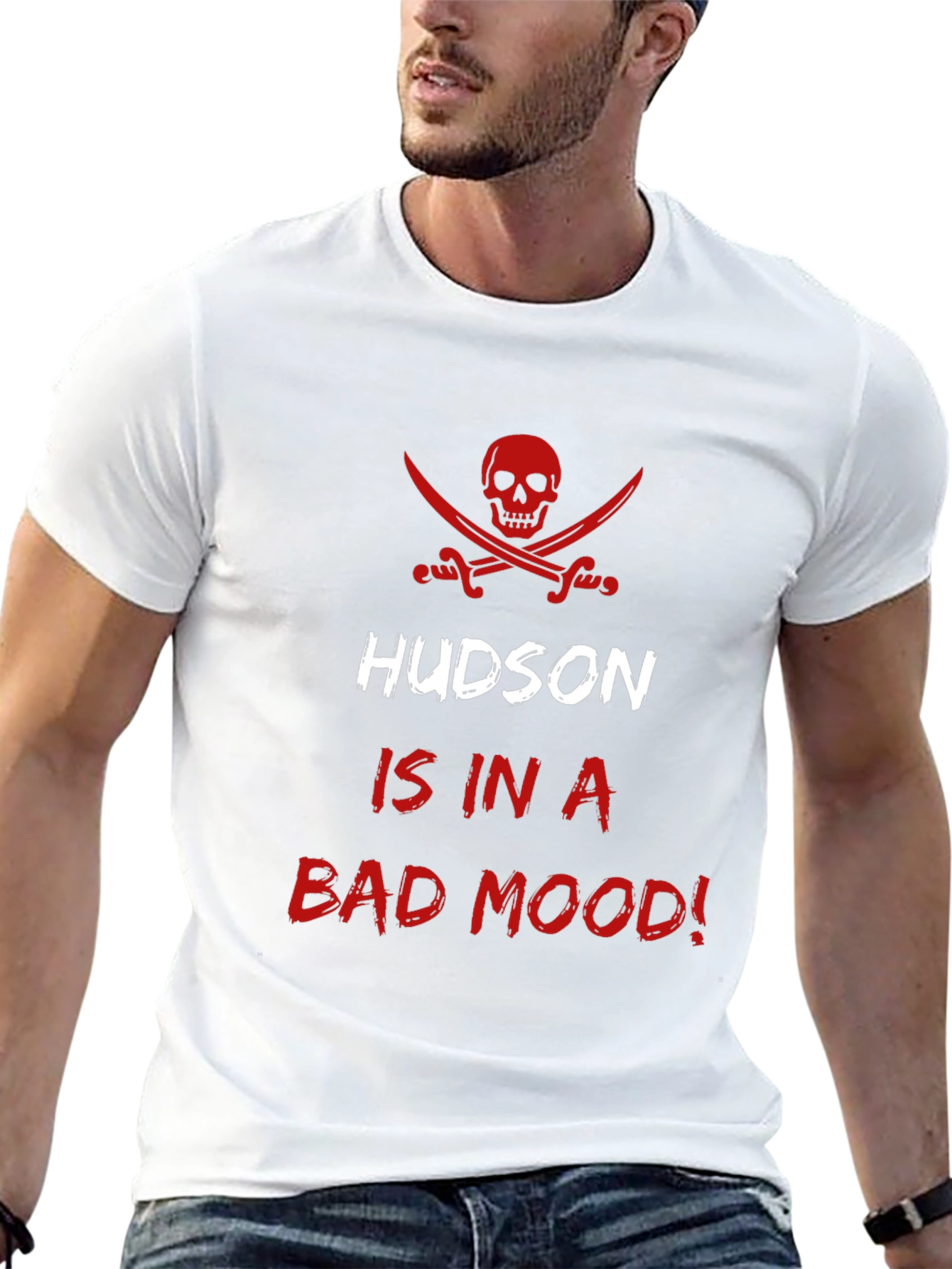 Hudson Is In A Bad Mood! Mens Black Tee
