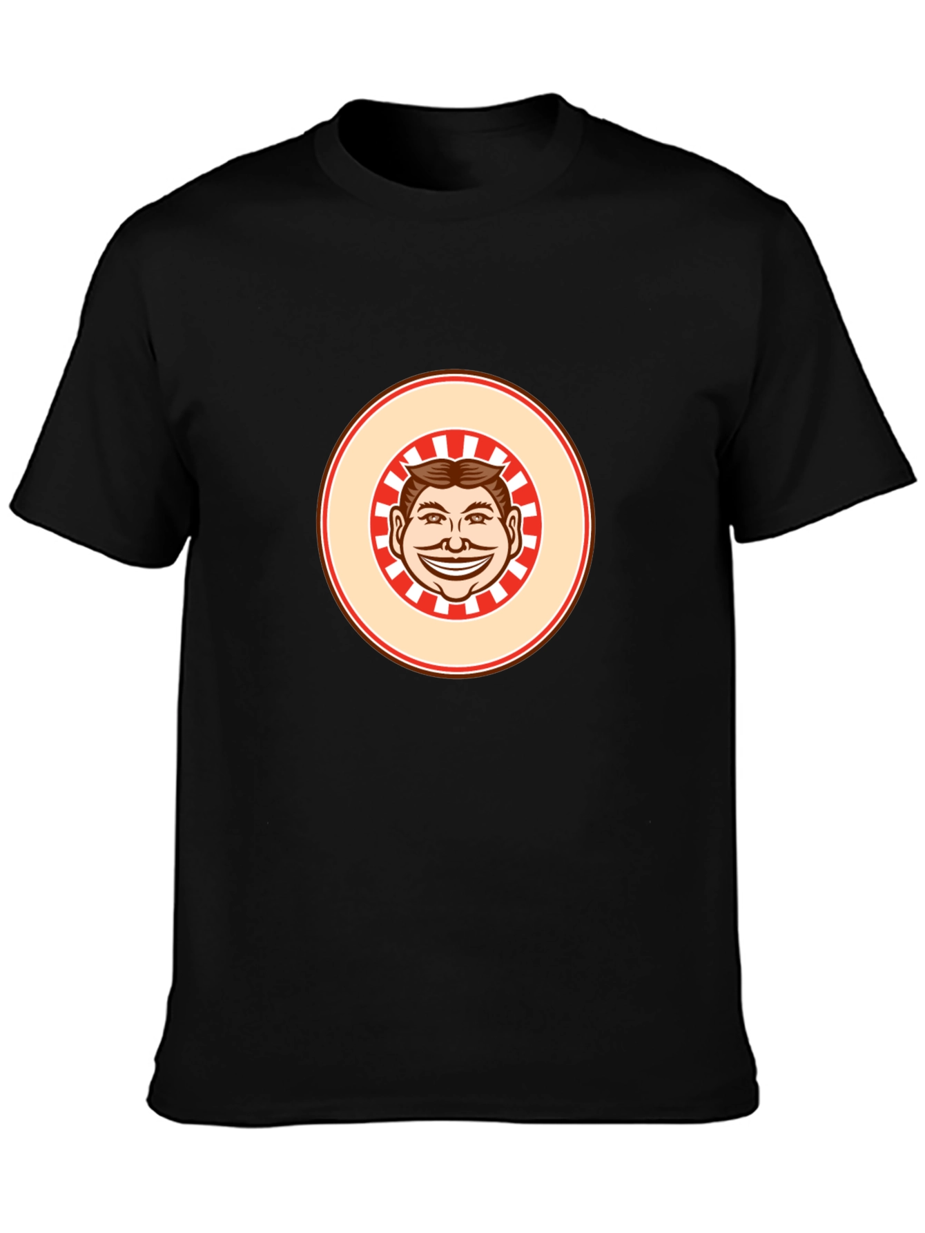 Black T-shirt with Smiling Man Graphic