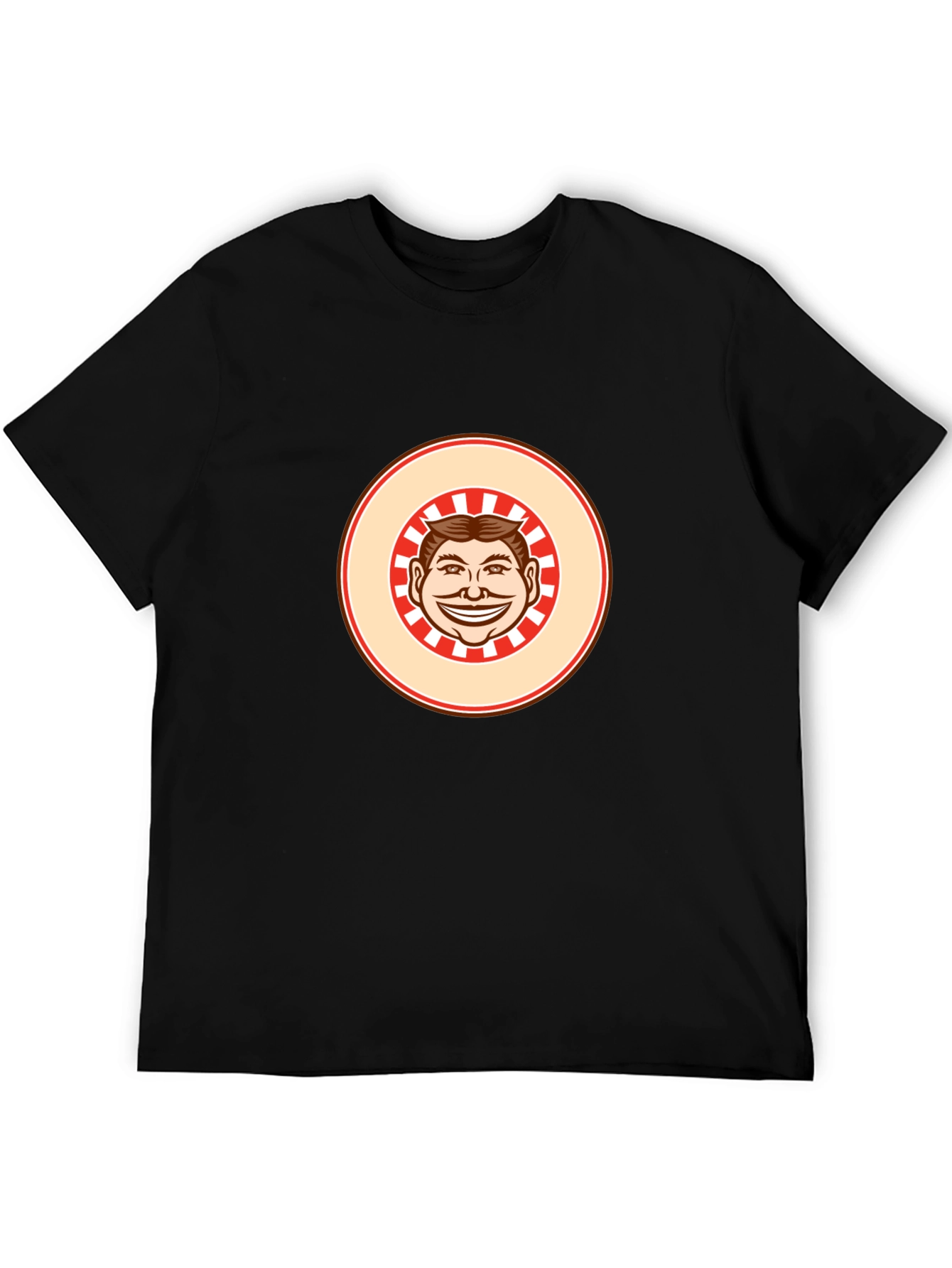 Black T-shirt with Smiling Man Graphic