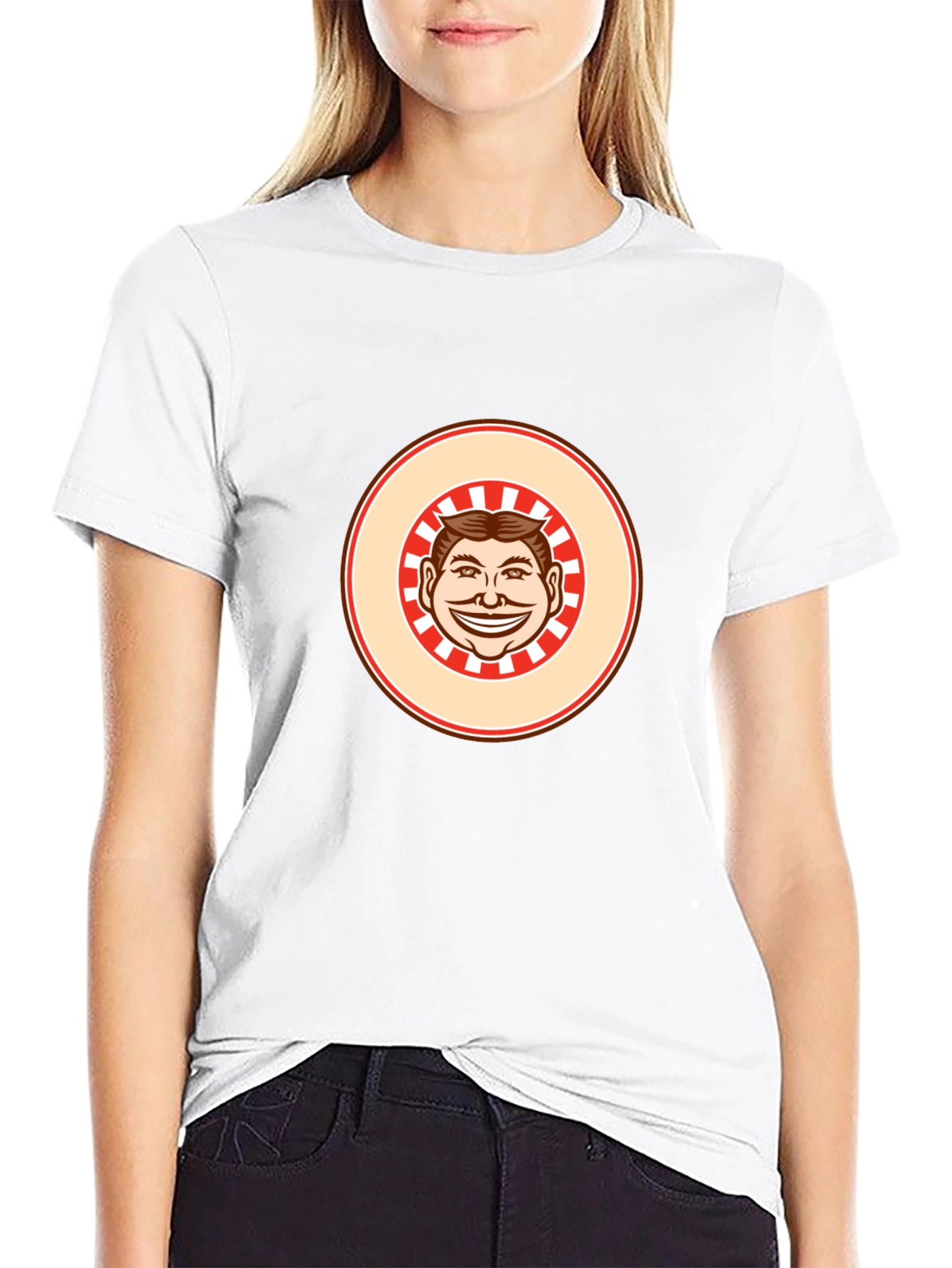Black T-shirt with Smiling Man Graphic