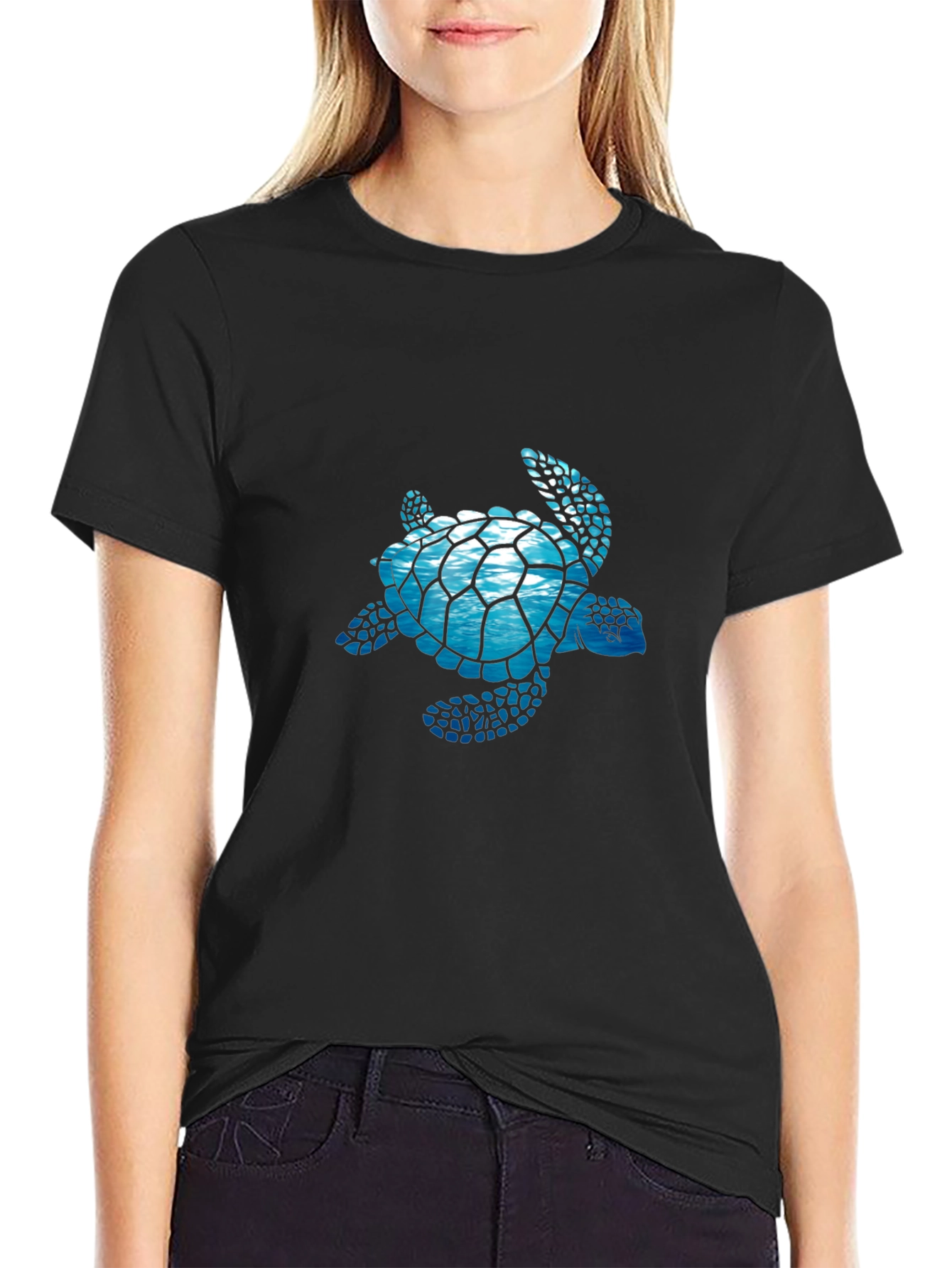 Sea Turtle Graphic T-Shirt - Black