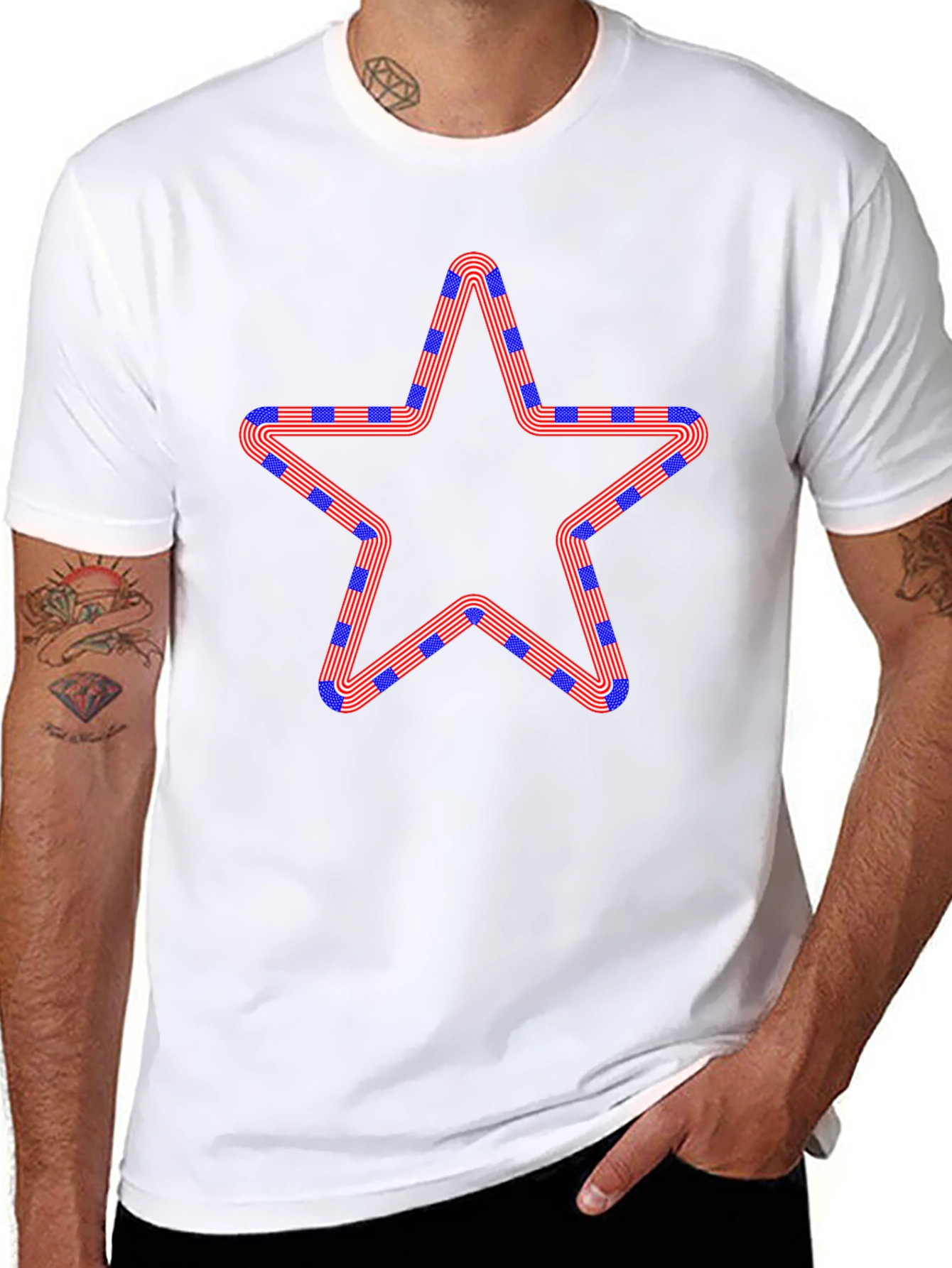 Patriotic Star Graphic Black T-Shirt