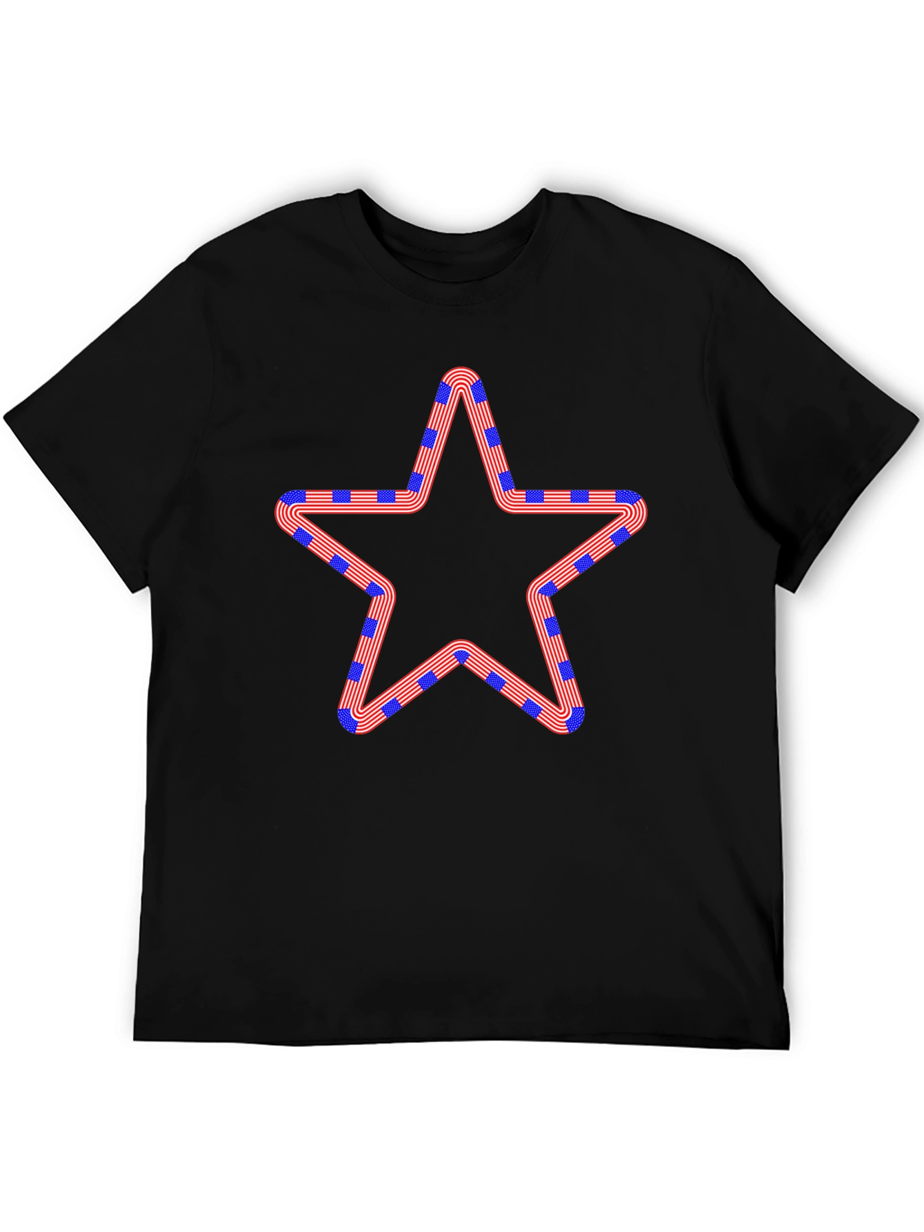 Patriotic Star Graphic Black T-Shirt