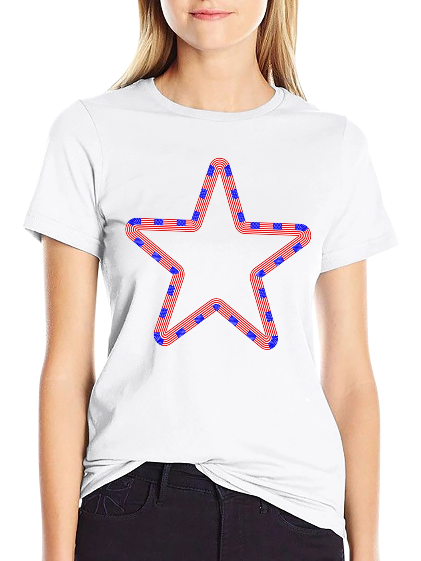 Patriotic Star Graphic Black T-Shirt
