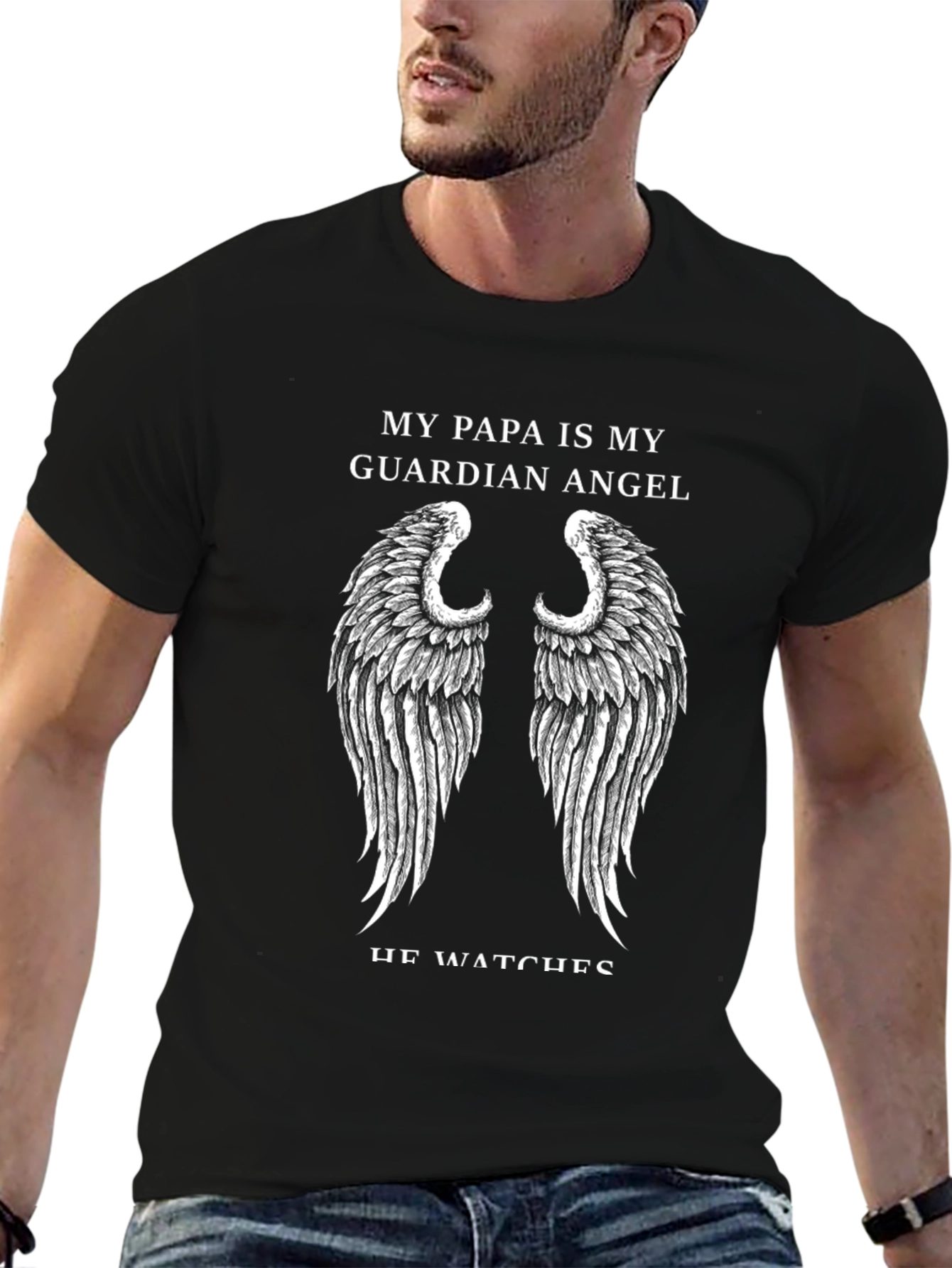 Papa Guardian Angel Graphic Tee