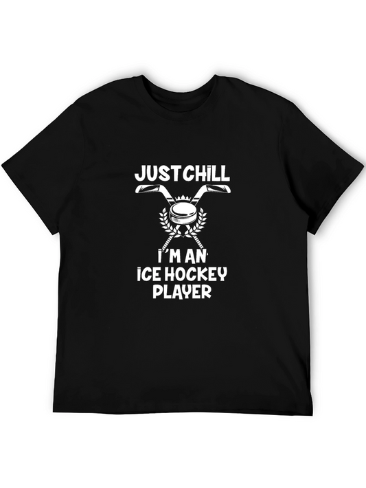 Just Chill Ice Hockey Player Graphic T-Shirt