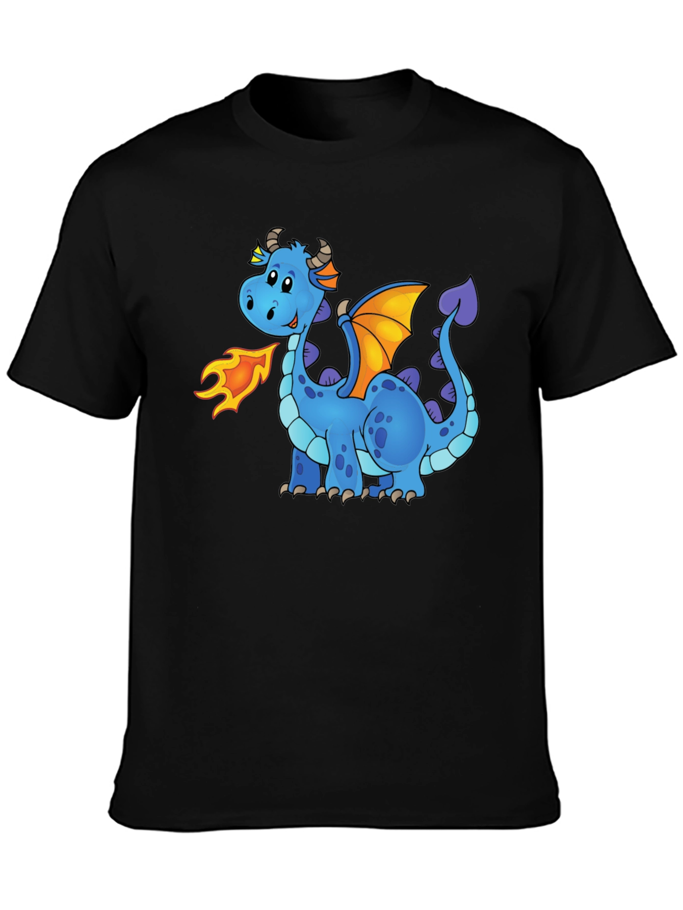 Cute Cartoon Dragon Graphic Tee - Unisex Black T-Shirt