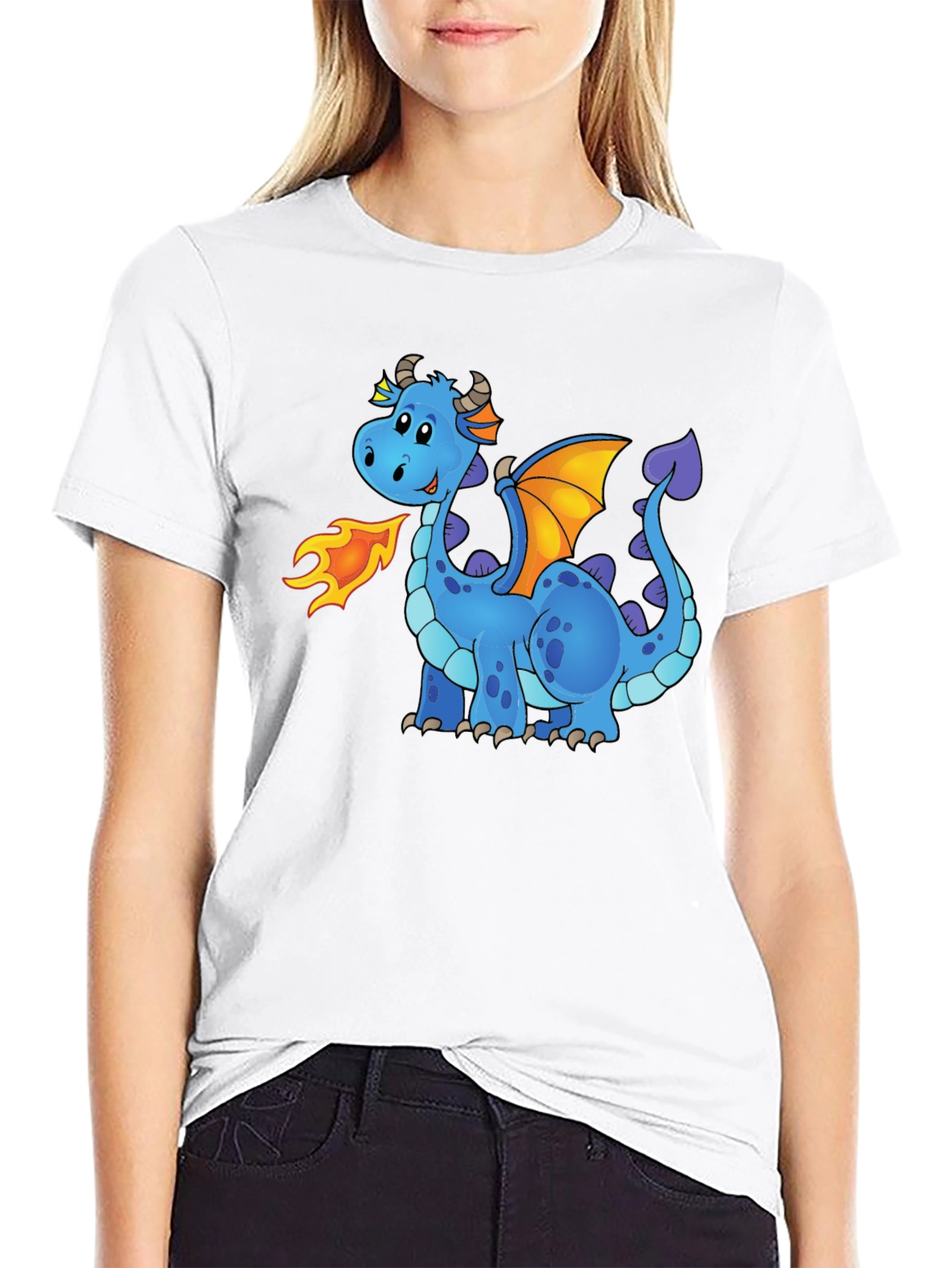 Cute Cartoon Dragon Graphic Tee - Unisex Black T-Shirt