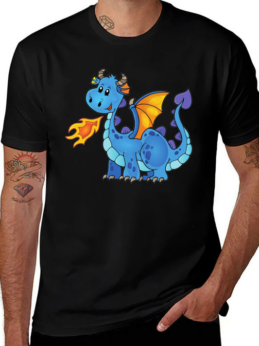 Cute Cartoon Dragon Graphic Tee - Unisex Black T-Shirt
