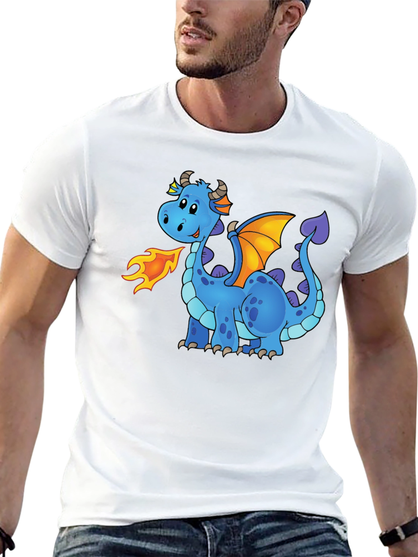 Cute Cartoon Dragon Graphic Tee - Unisex Black T-Shirt