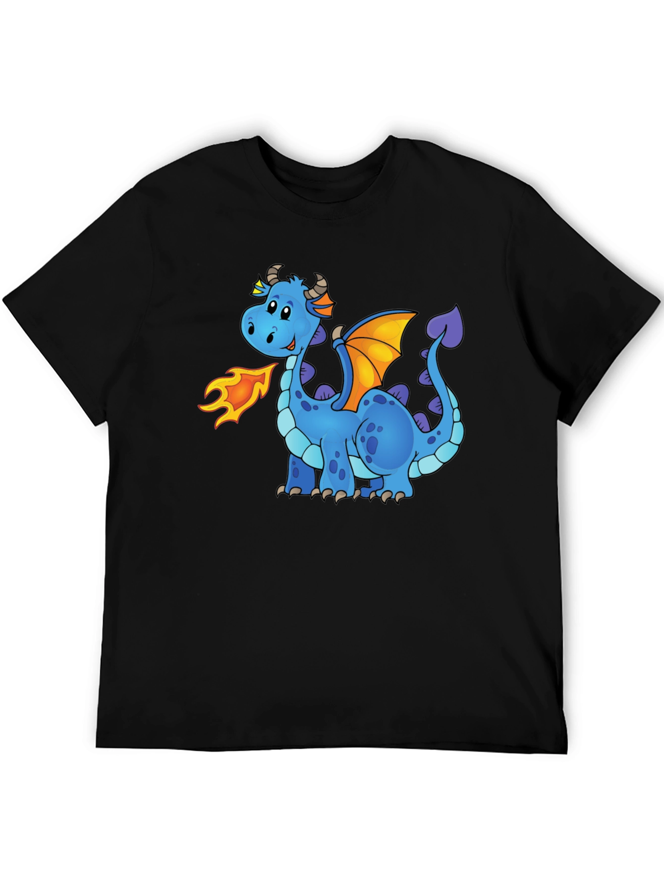 Cute Cartoon Dragon Graphic Tee - Unisex Black T-Shirt