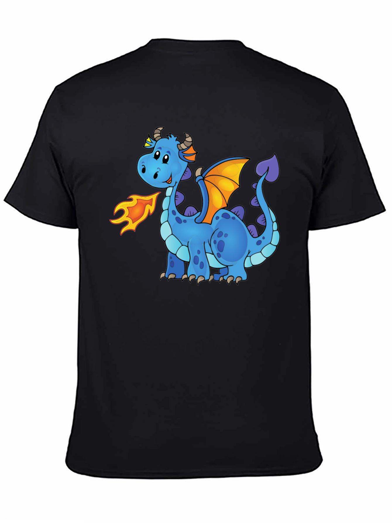 Cute Cartoon Dragon Graphic Tee - Unisex Black T-Shirt