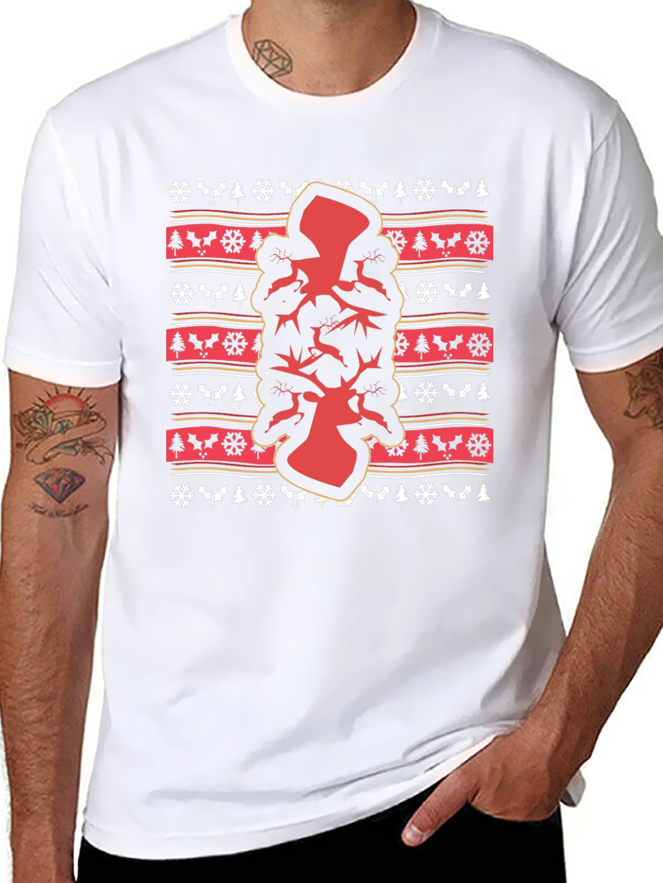 Festive Ugly Christmas T-Shirt with Deer Design
