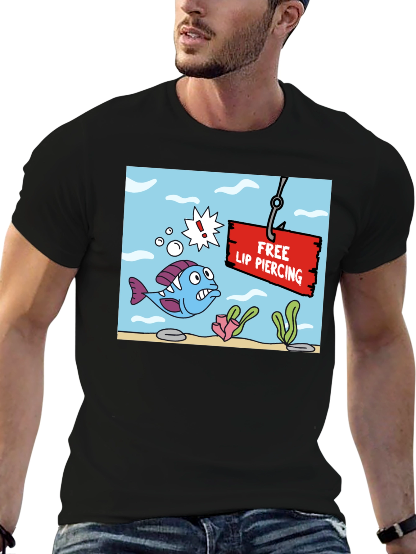 Funny Free Lip Piercing Graphic T-Shirt