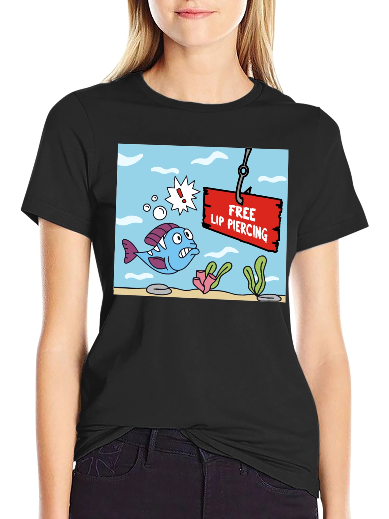 Funny Free Lip Piercing Graphic T-Shirt