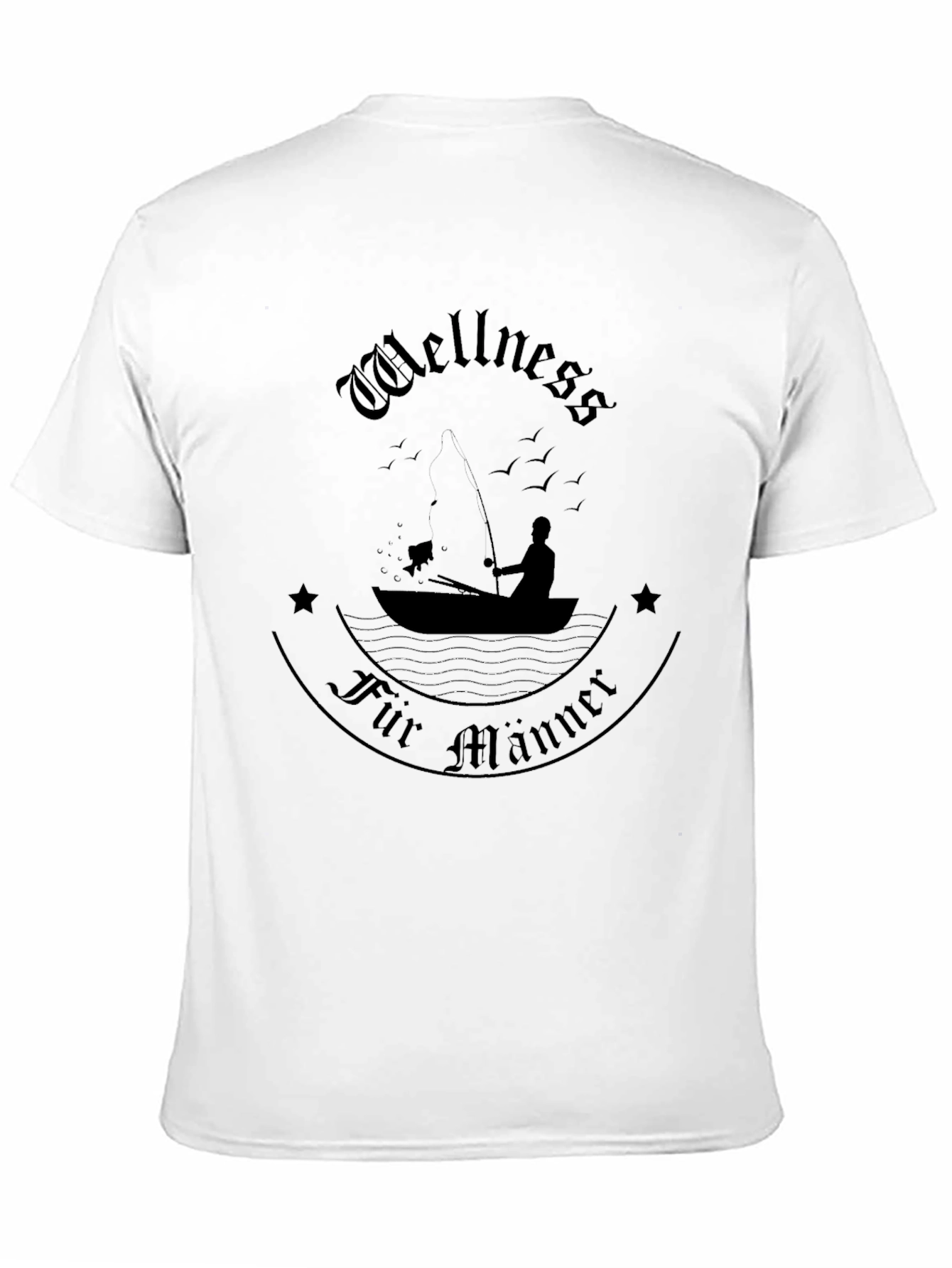 Wellness Fur Manner Black T-Shirt - Fishing Design
