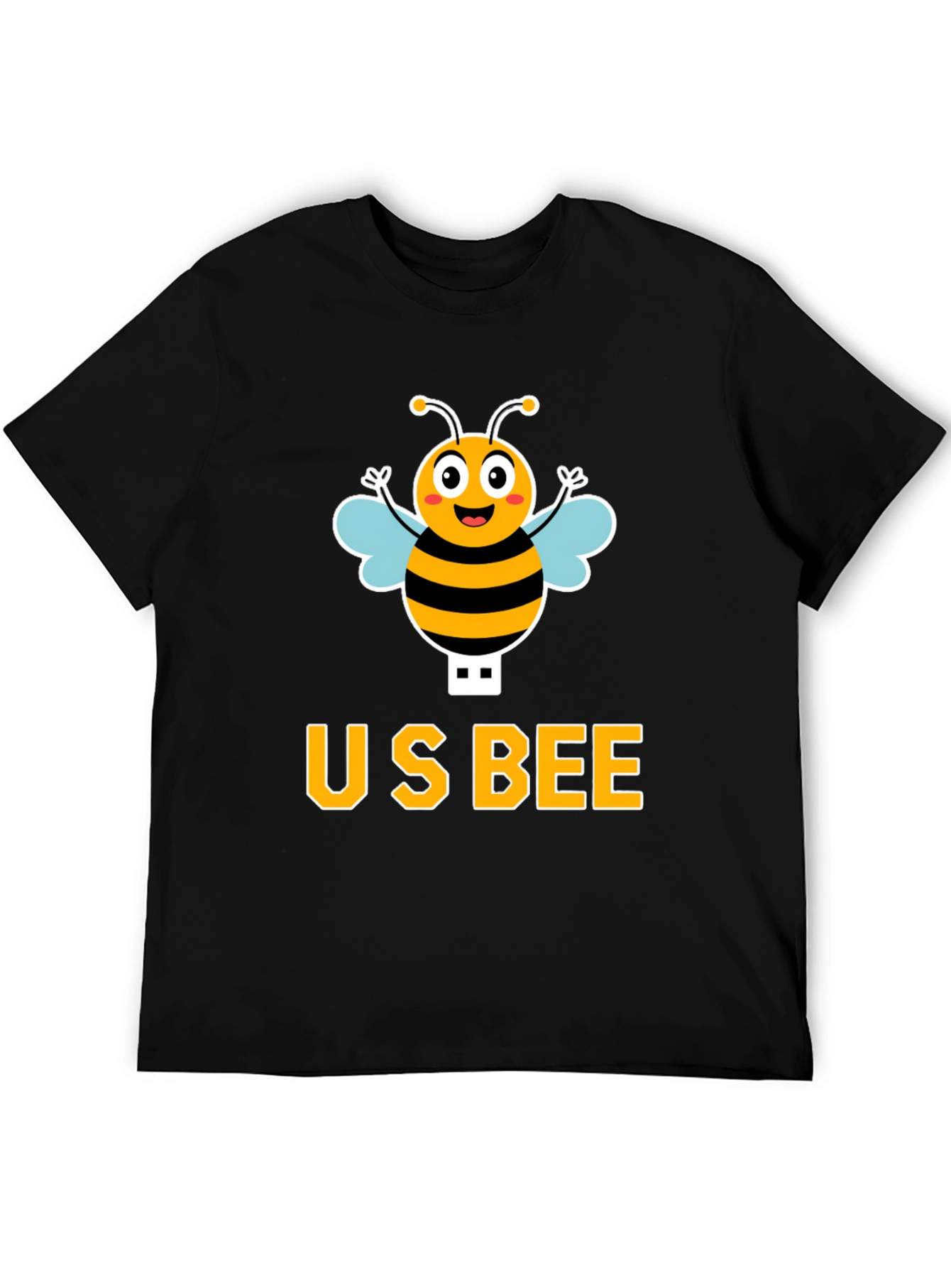 US Bee Graphic T-Shirt - Black Cotton Blend