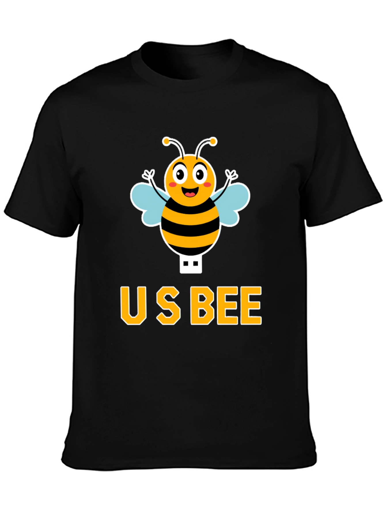 US Bee Graphic T-Shirt - Black Cotton Blend