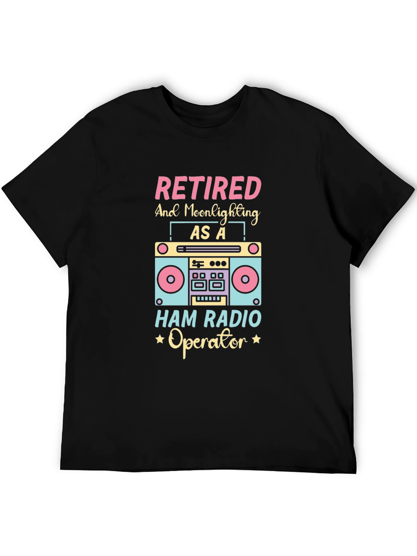 Retired Ham Radio Operator Black Graphic T-Shirt