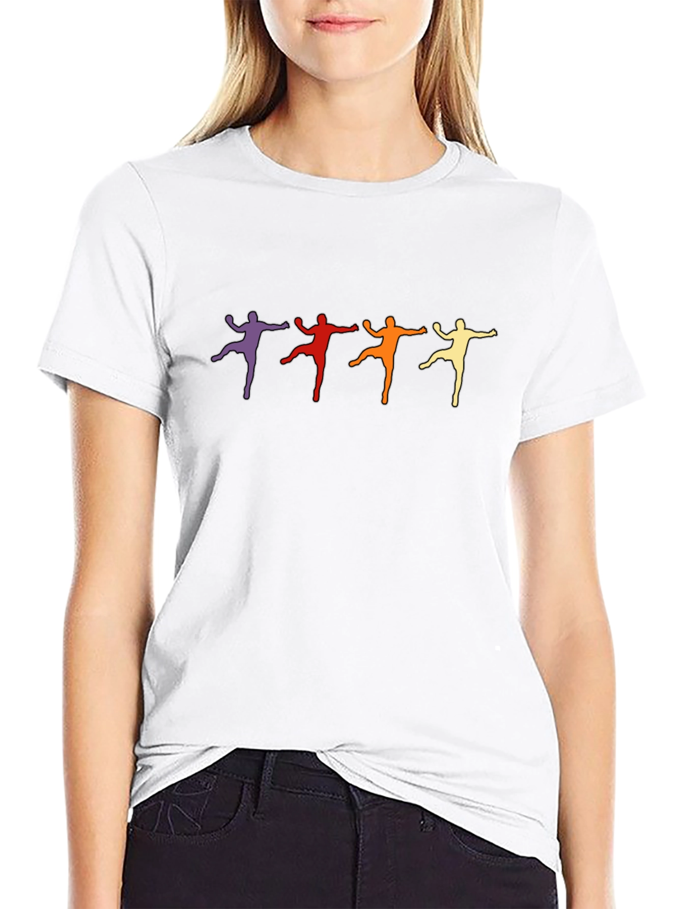 Retro Dancer Graphic Tee - Black Cotton T-Shirt