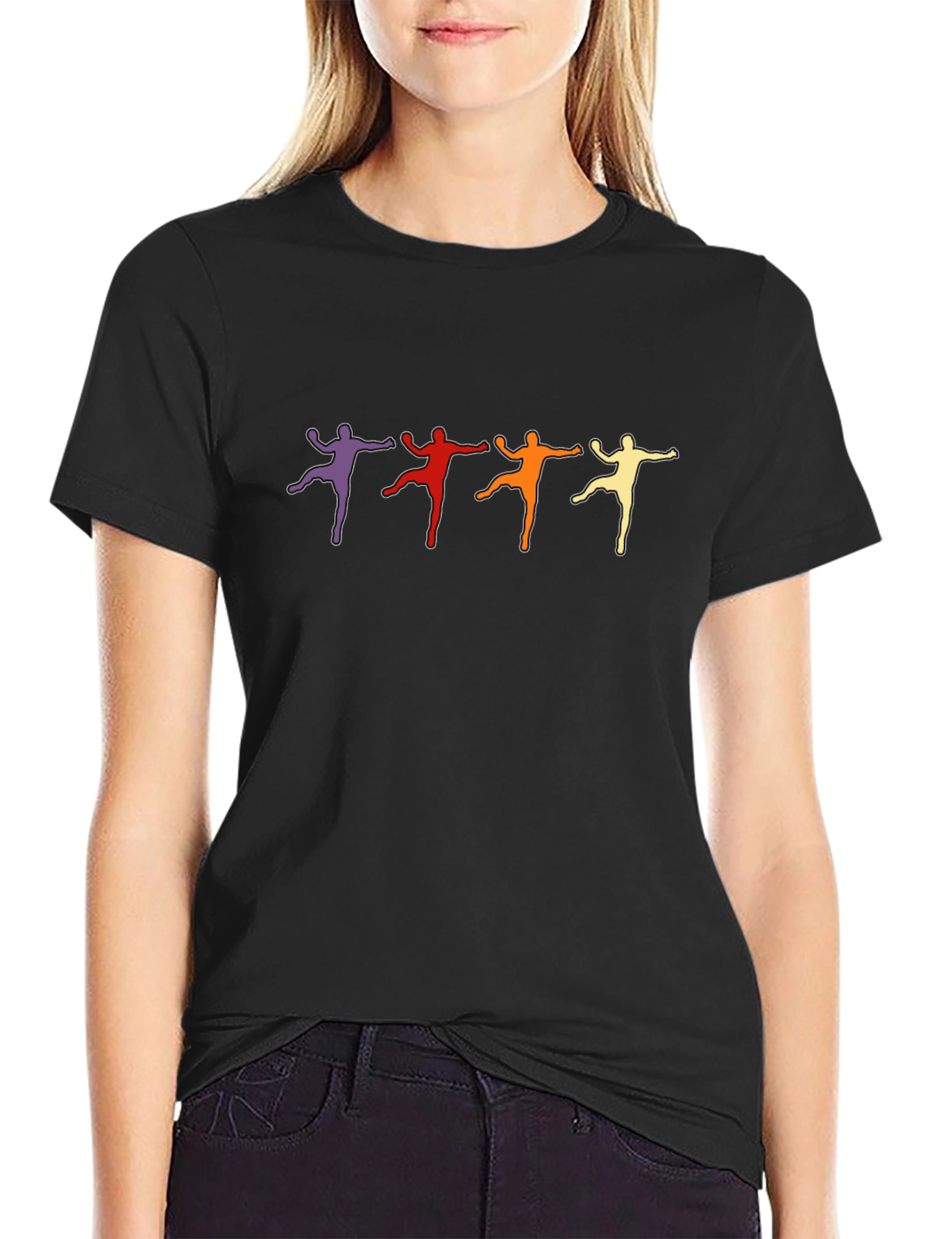 Retro Dancer Graphic Tee - Black Cotton T-Shirt