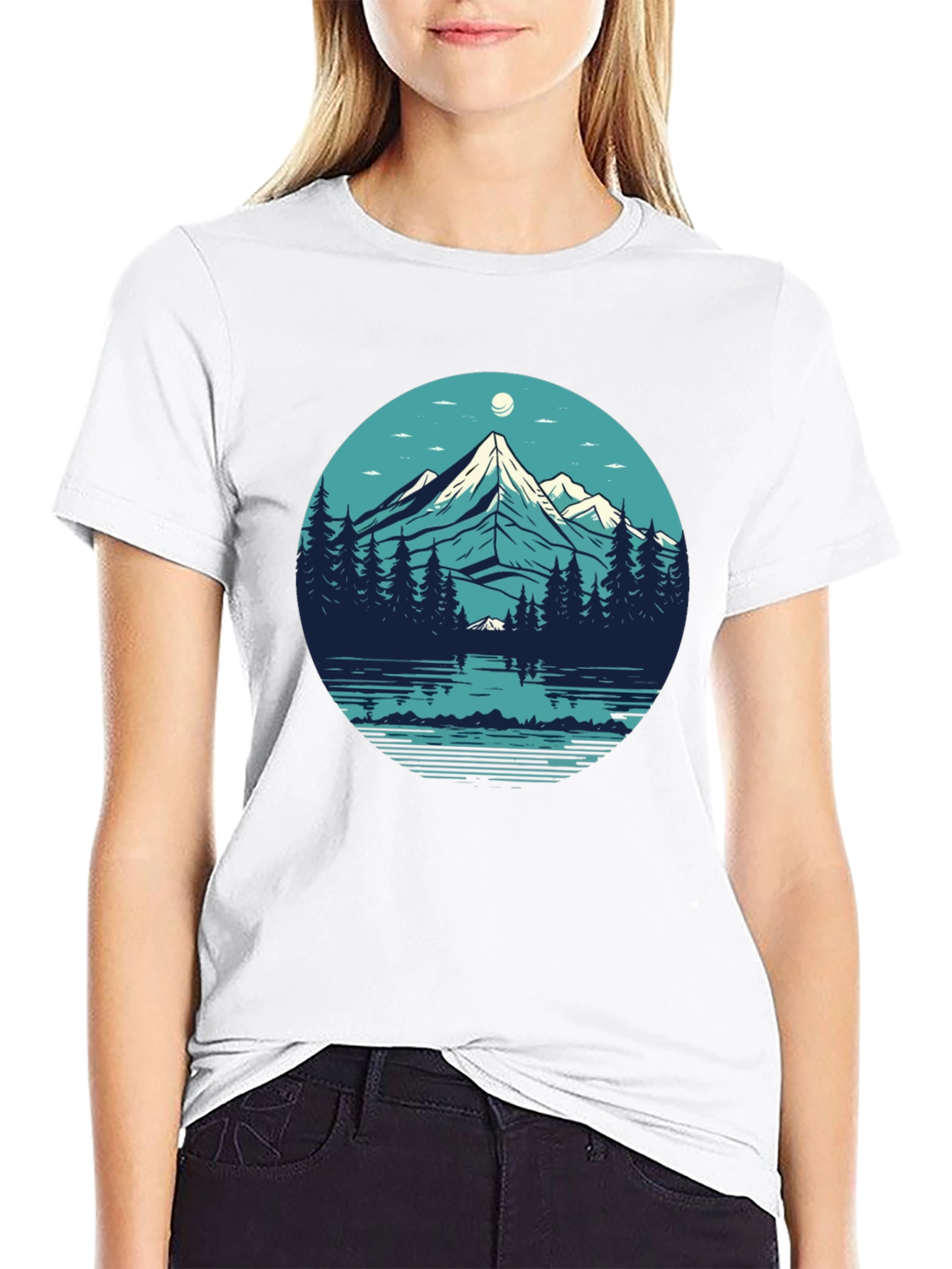 Mountainscape Graphic Black T-Shirt