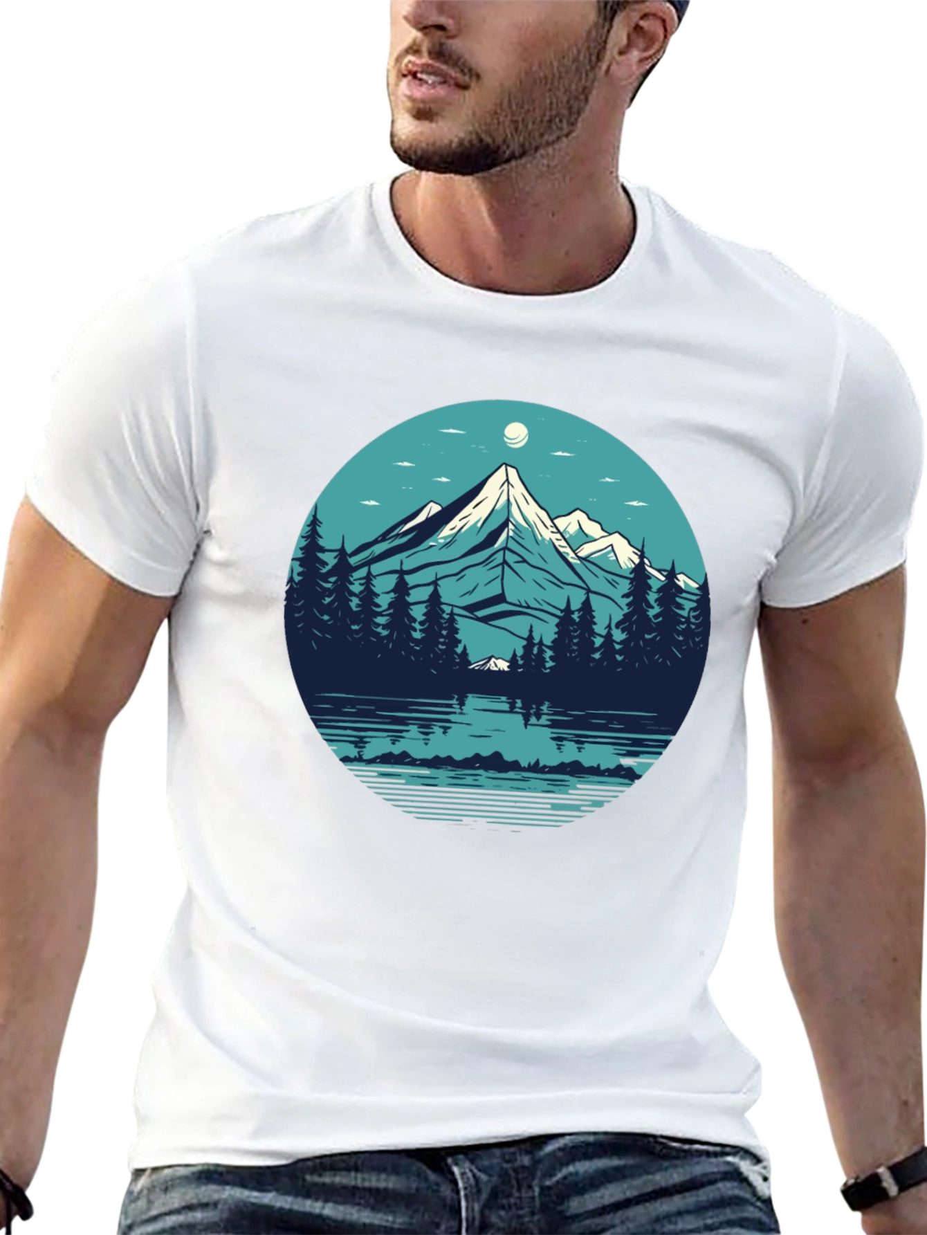 Mountainscape Graphic Black T-Shirt