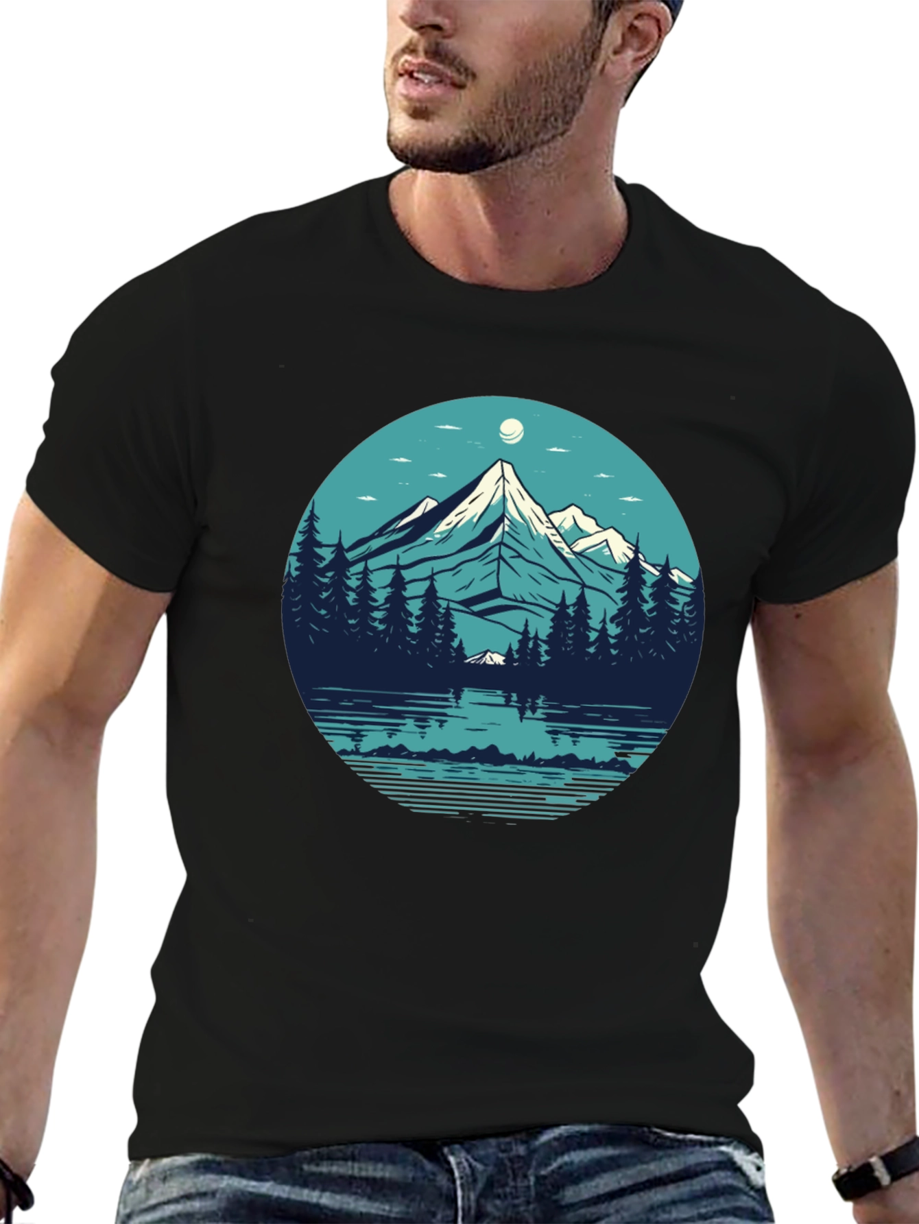 Mountainscape Graphic Black T-Shirt