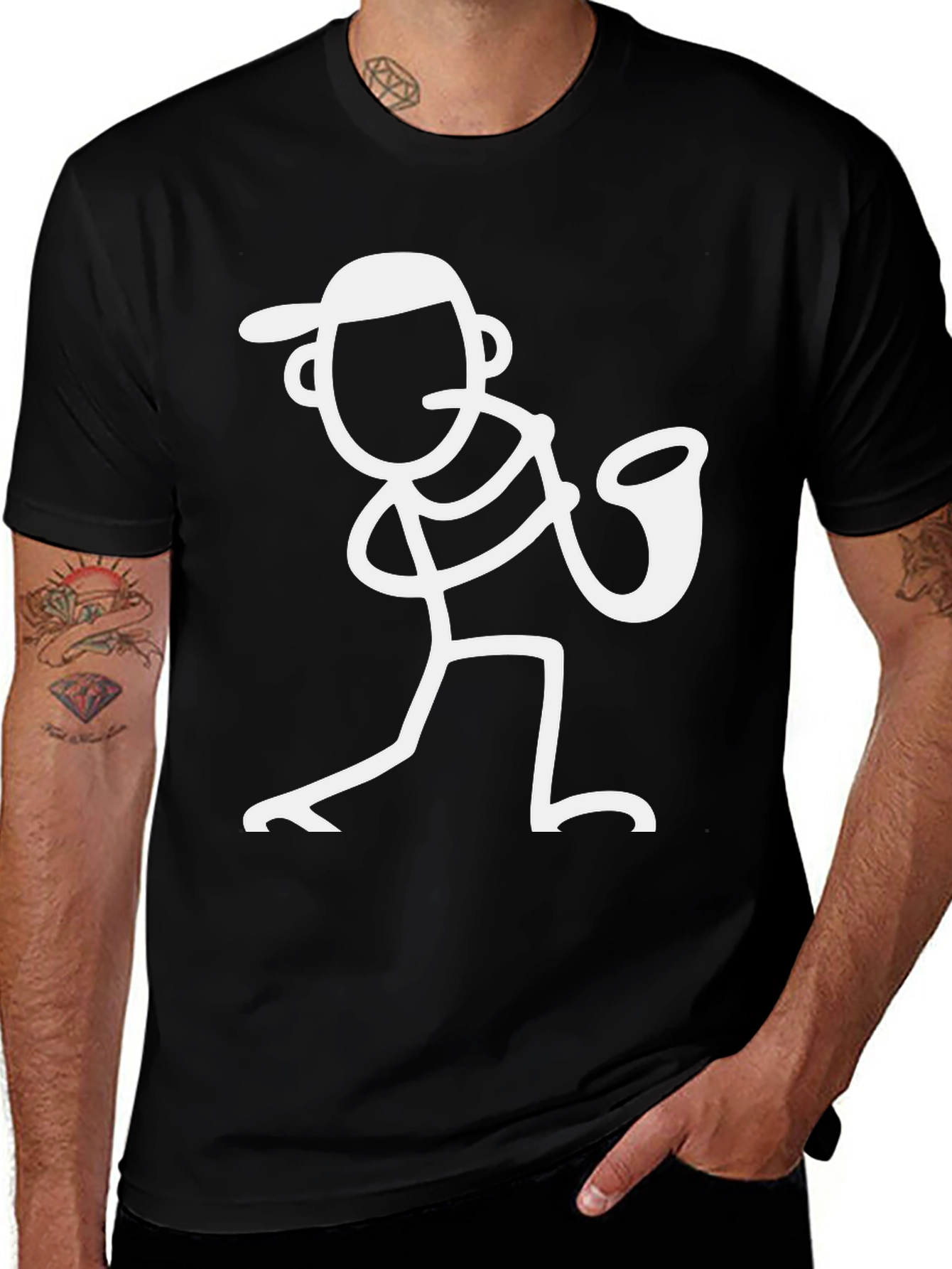 Saxophone Stick Figure Graphic Tee