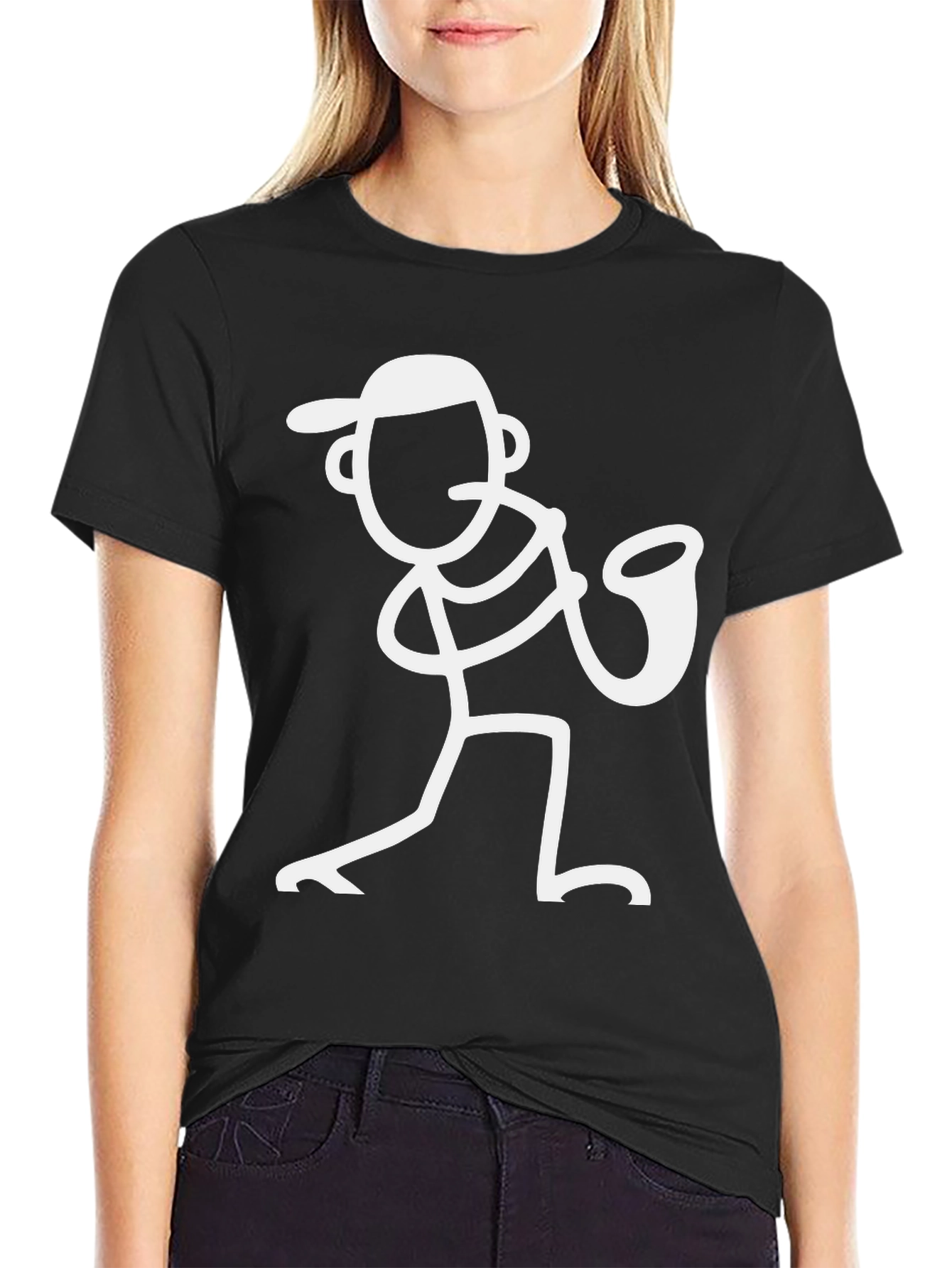 Saxophone Stick Figure Graphic Tee