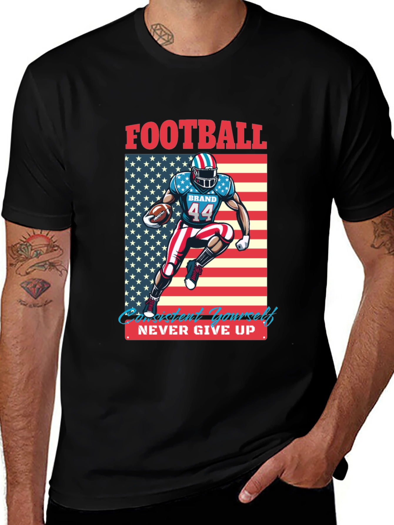 Football Patriot T-Shirt - Never Give Up