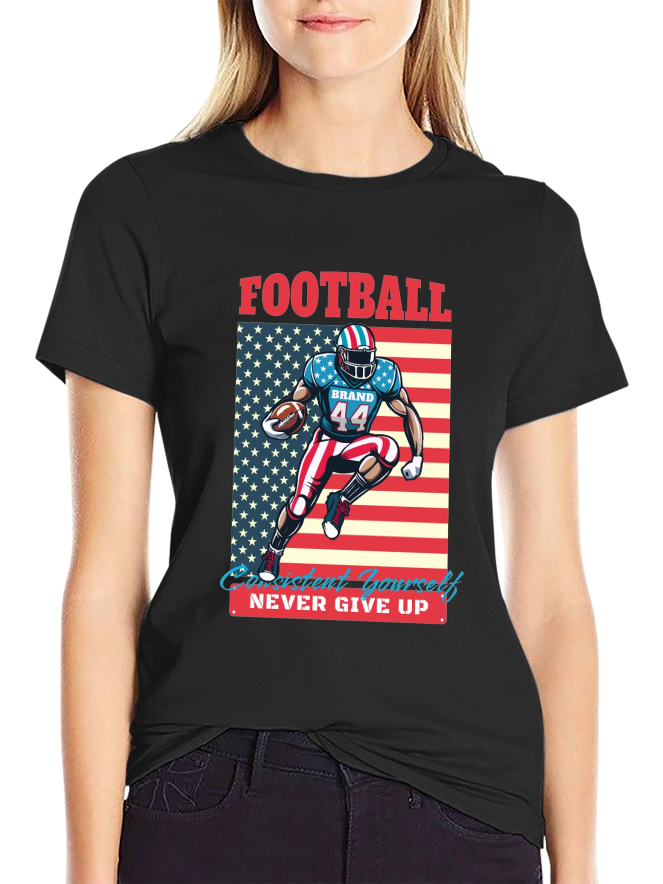 Football Patriot T-Shirt - Never Give Up